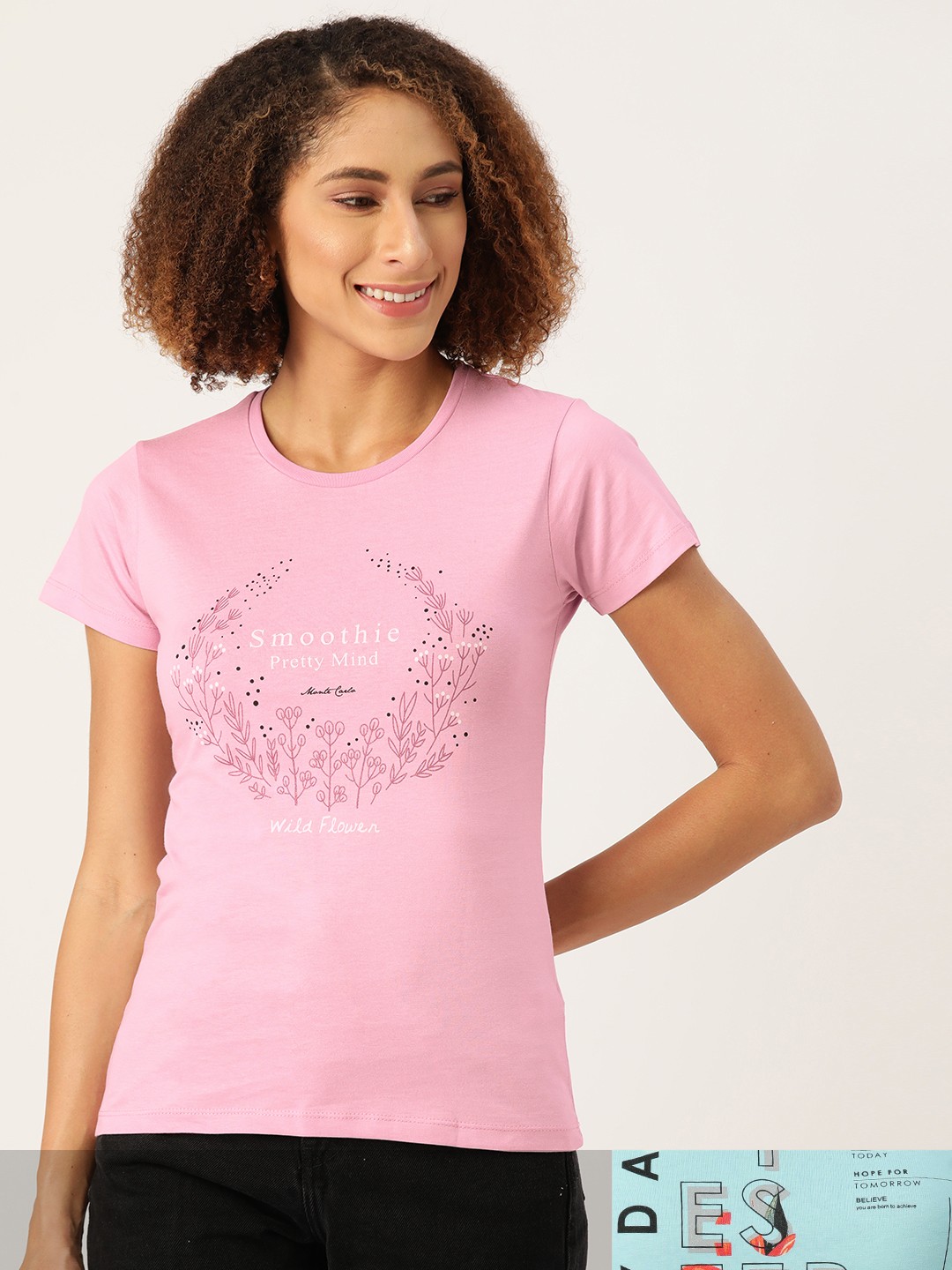 

Monte Carlo Women Pack of 2 Printed T-shirts, Pink