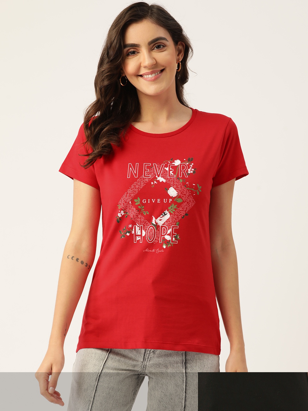 

Monte Carlo Women Pack of 2 Printed T-shirts, Red