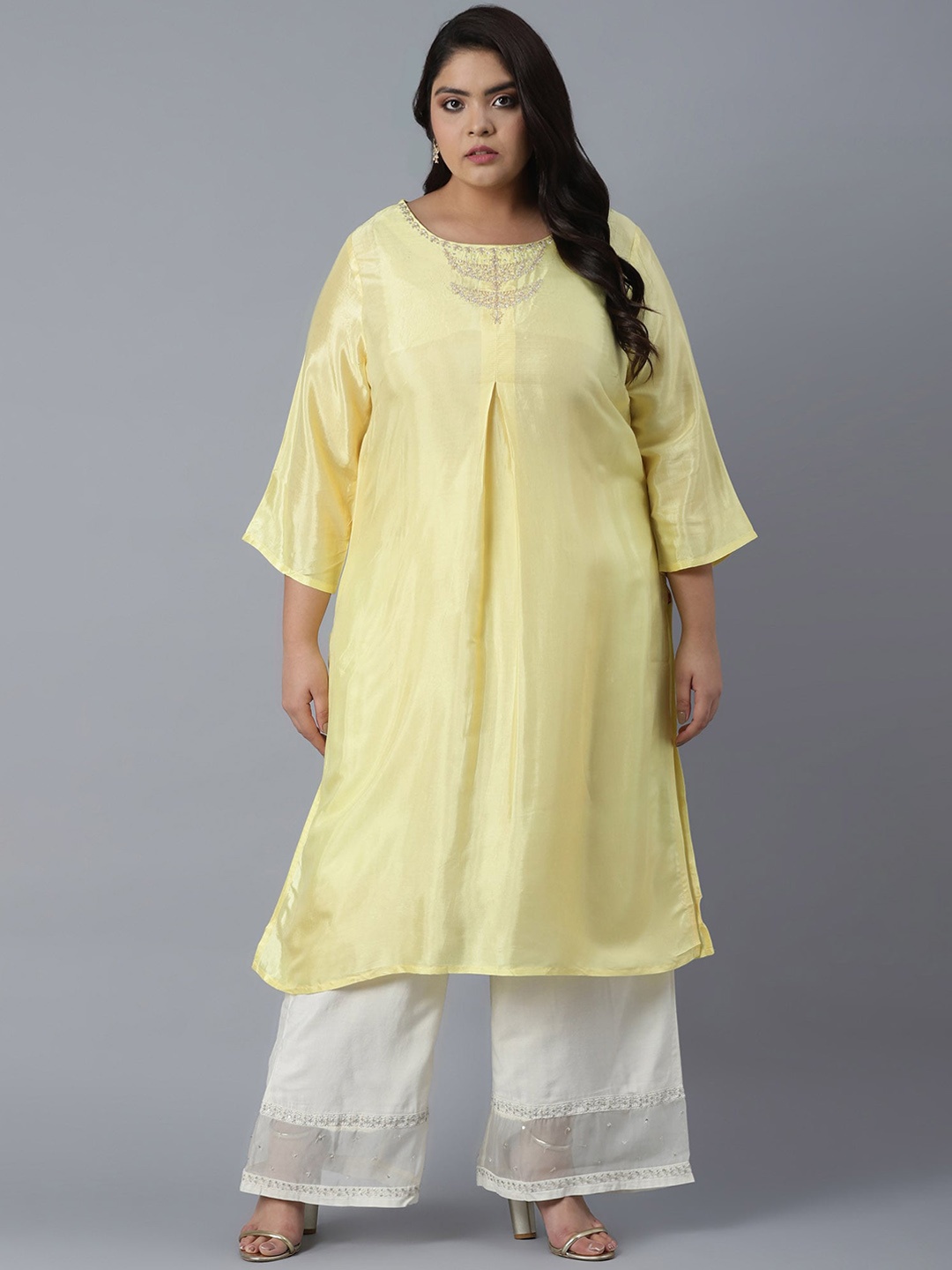 

W Women Yellow Embroidered Kurta