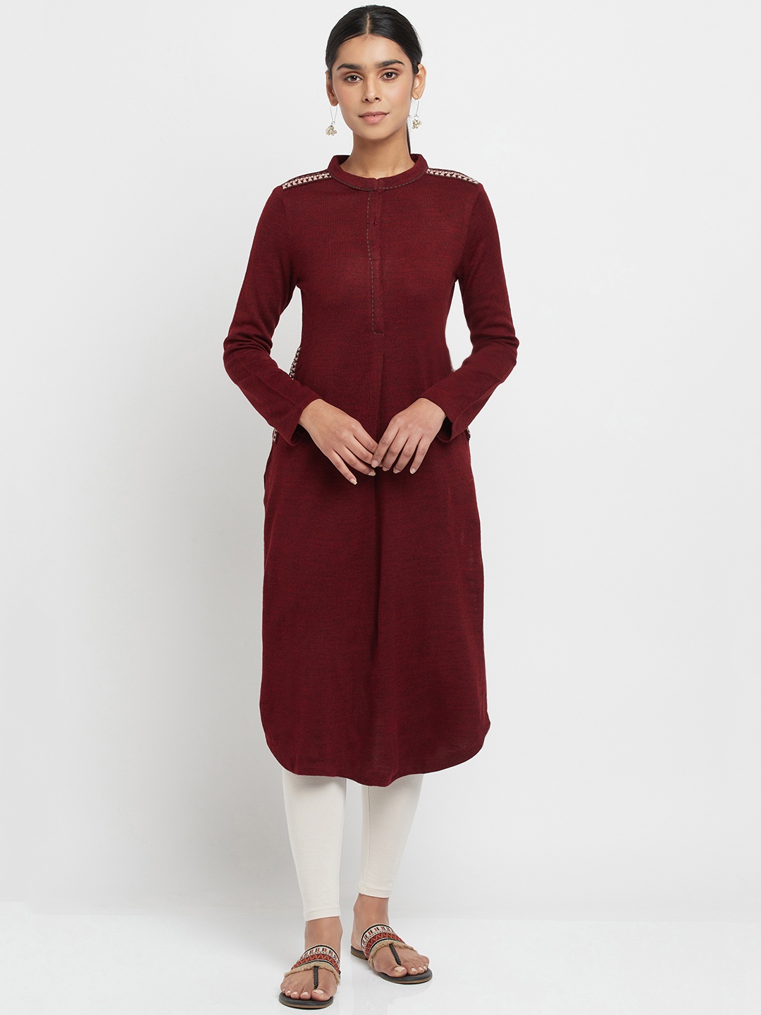 

W Women Red Flared Sleeves A-line Kurta