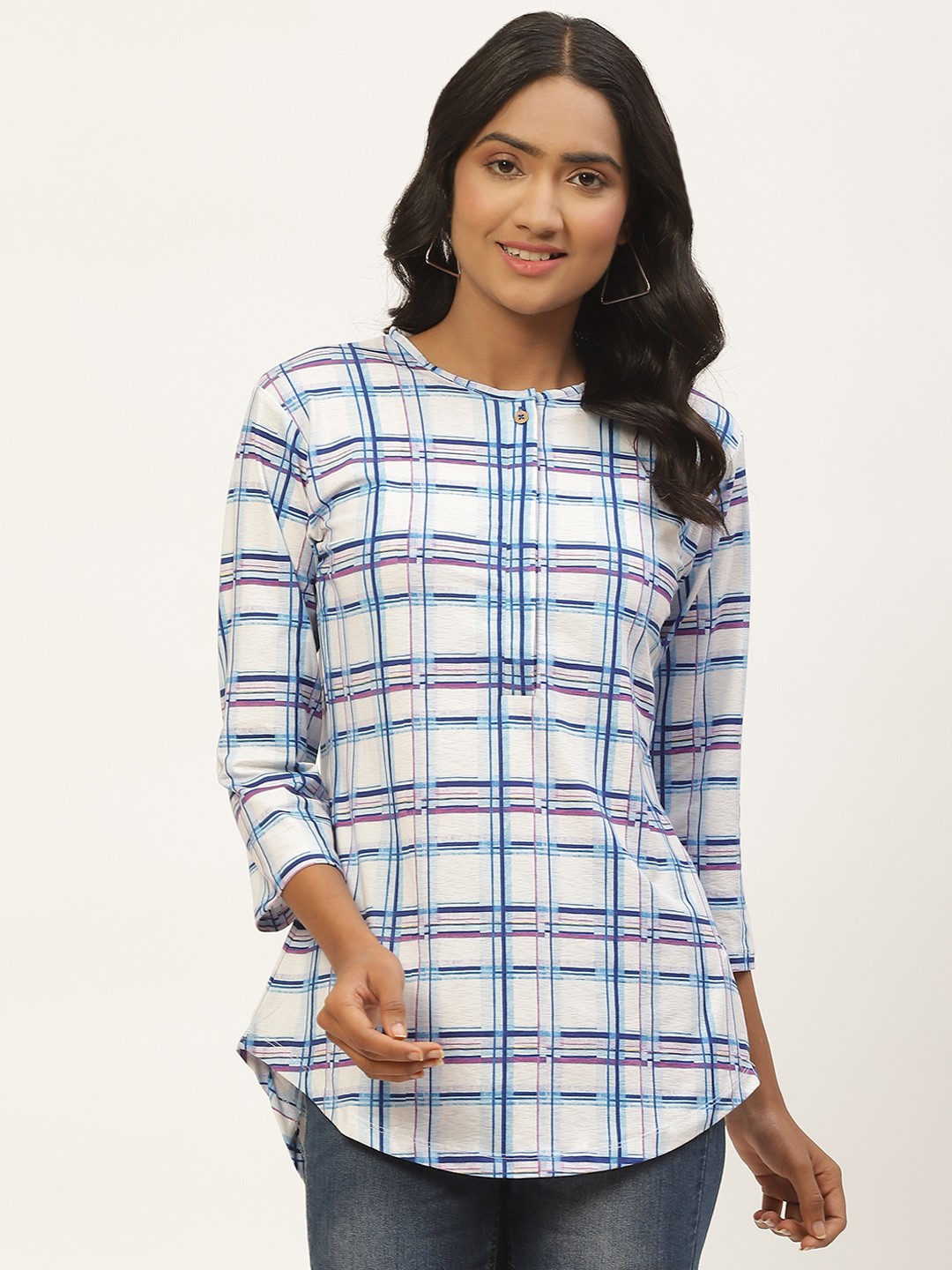 

Monte Carlo White & Blue Checked Top