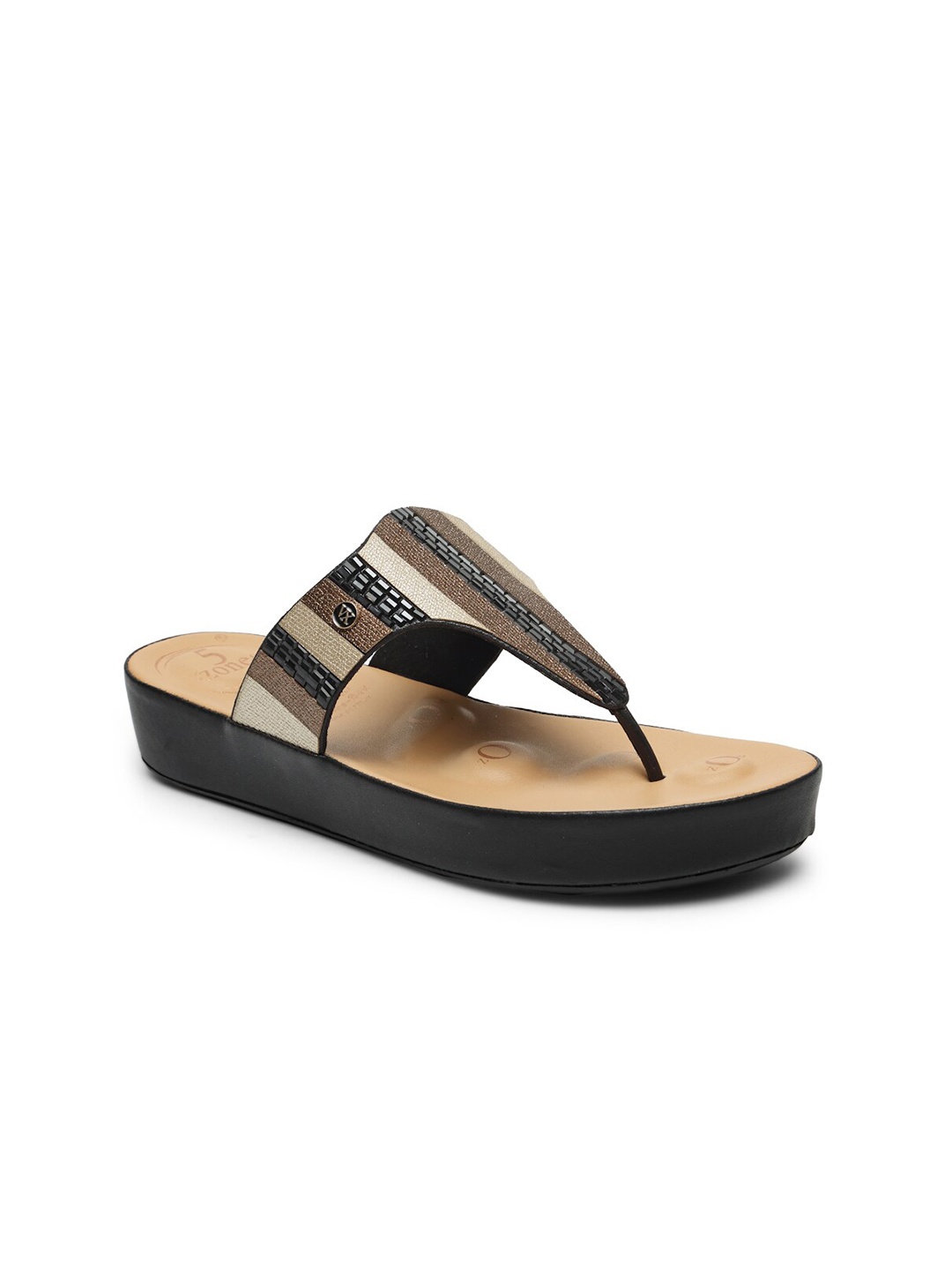 

VON WELLX GERMANY Women Black & Beige Embellished Open Toe Flats