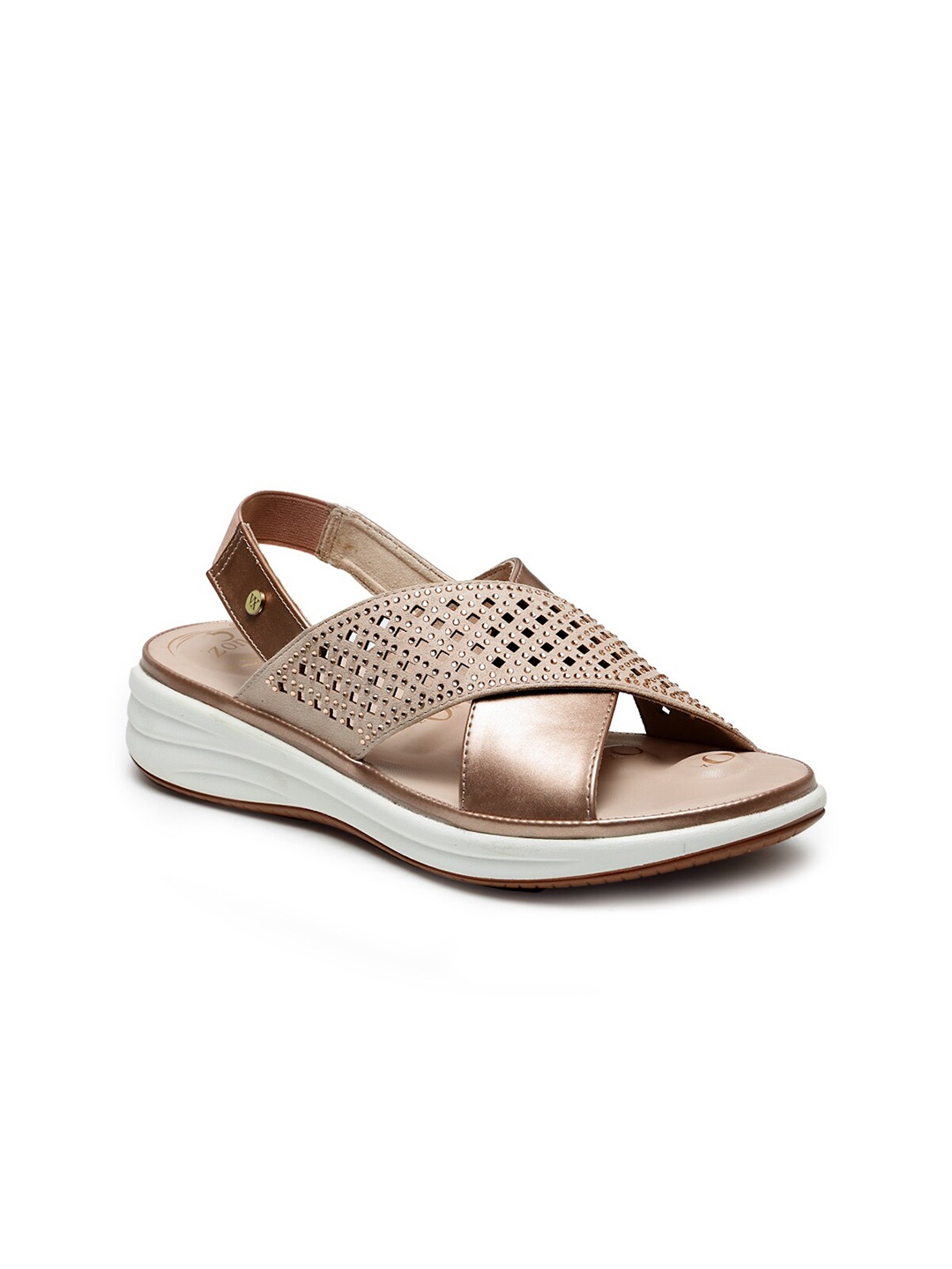 

VON WELLX GERMANY Women Gold-Toned Embellished Open Toe Flats