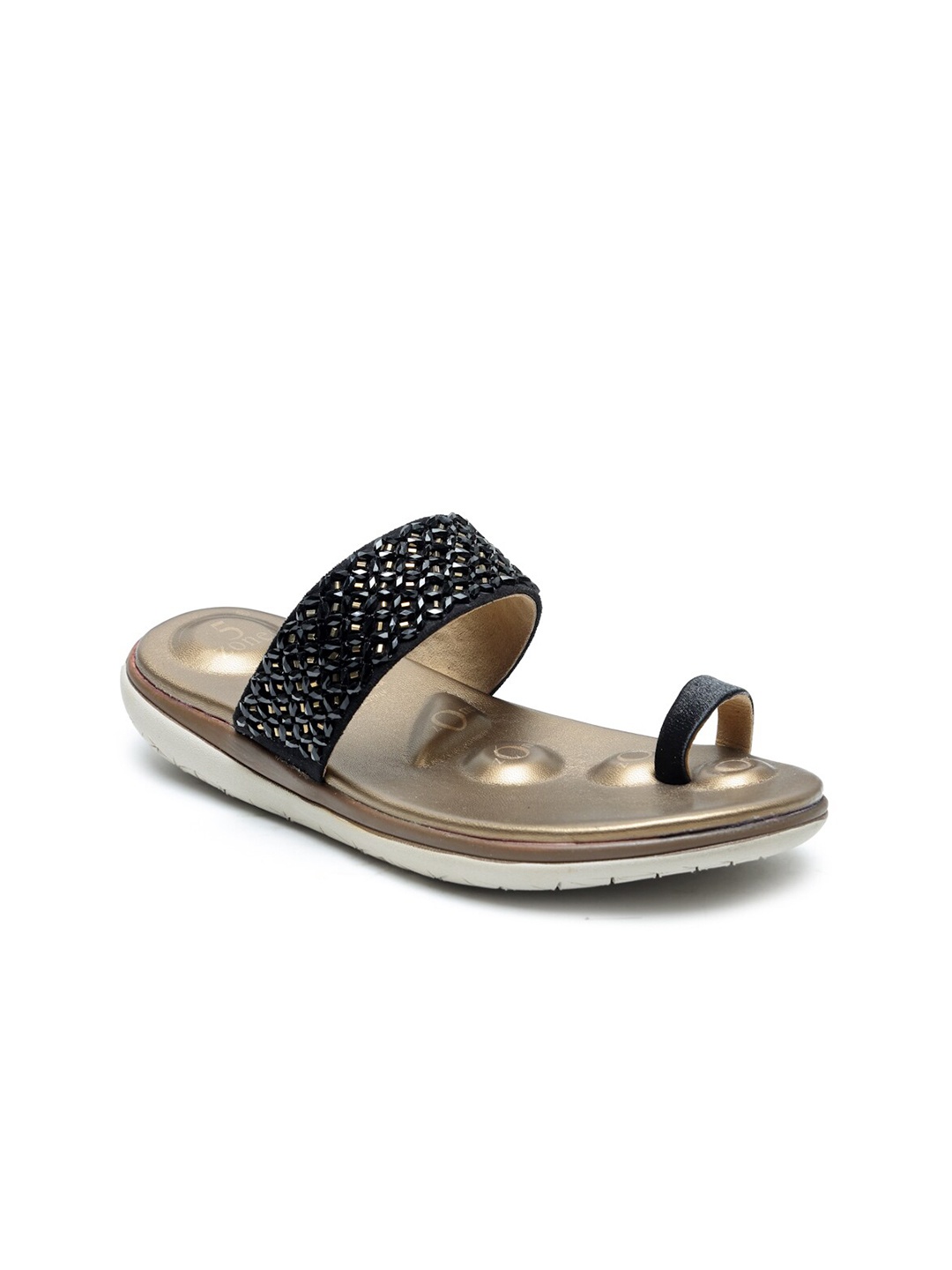 

VON WELLX GERMANY Women Black & Gold-Toned Embellished Slip-On