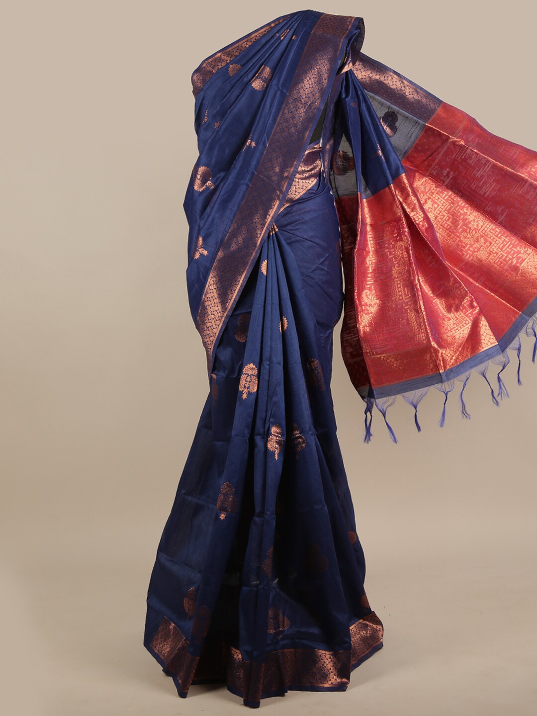 

Pothys Blue & Pink Woven Design Zari Jute Silk Saree