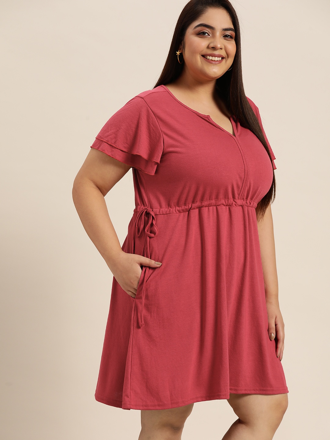 

Sztori Women Plus Size Pink A-Line Dress