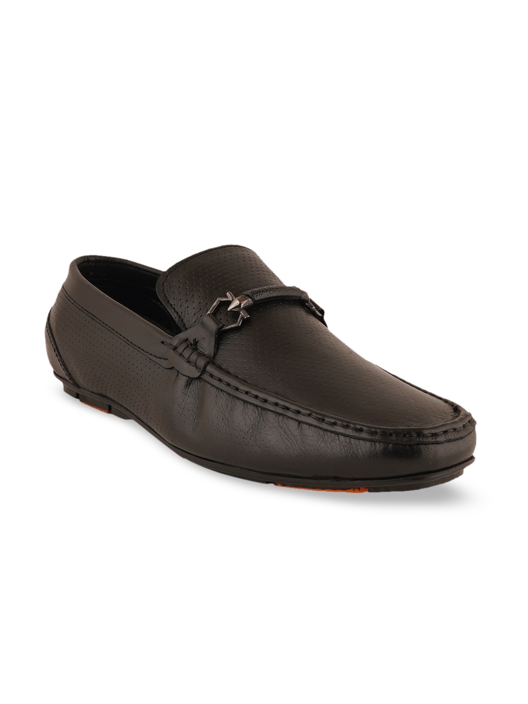

pelle albero Men Black Perforations Lightweight Horsebit Loafers