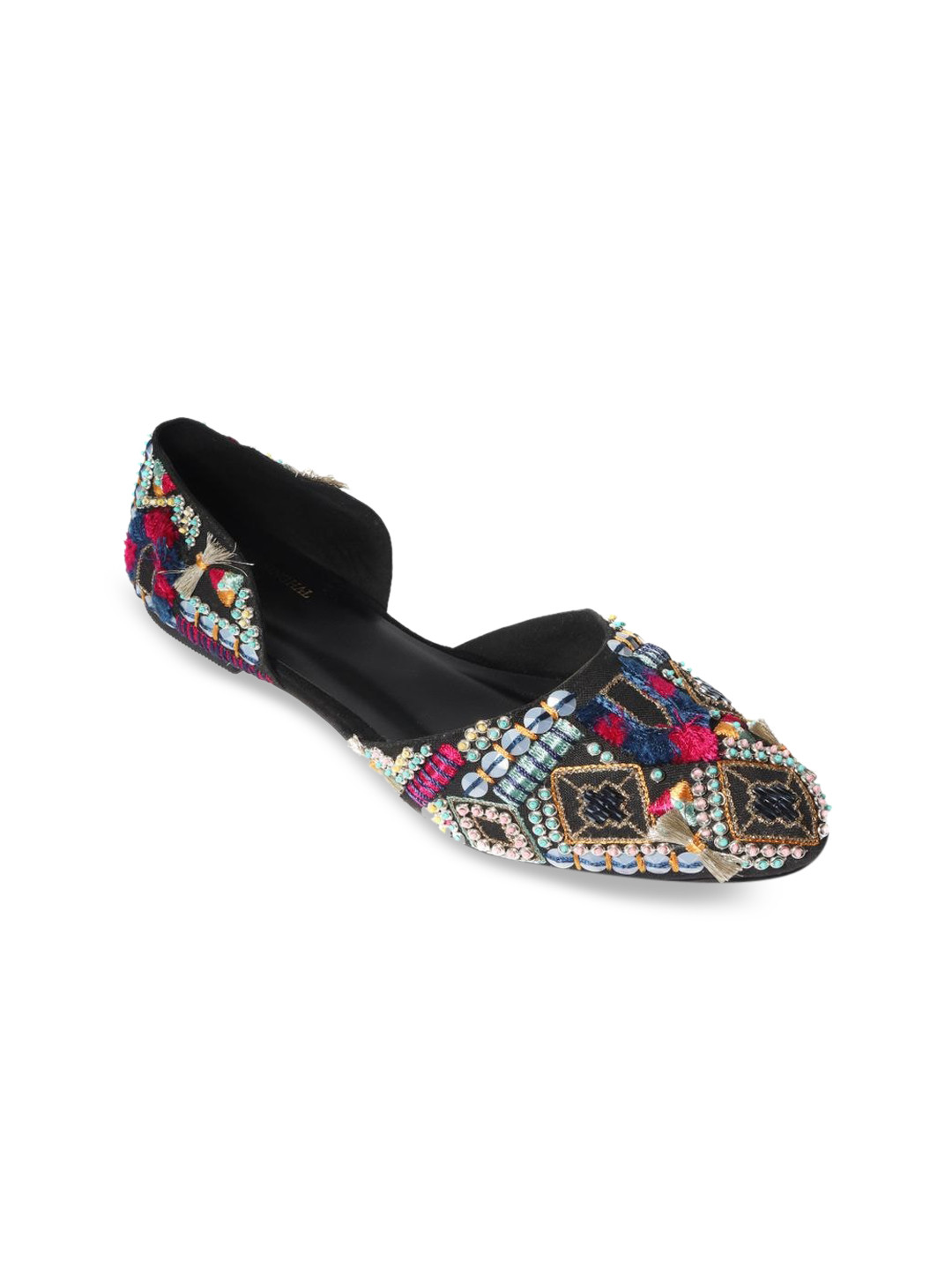 

PAIO Women Black & Blue Embellished Ballerinas