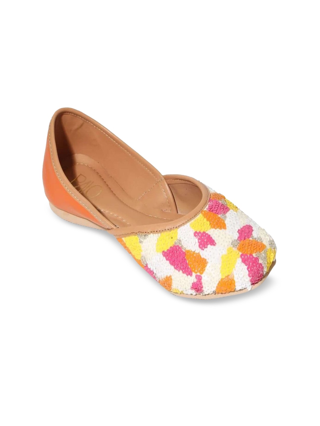 

PAIO Women Multicoloured Printed Leather Ethnic Mojaris Flats, Multi