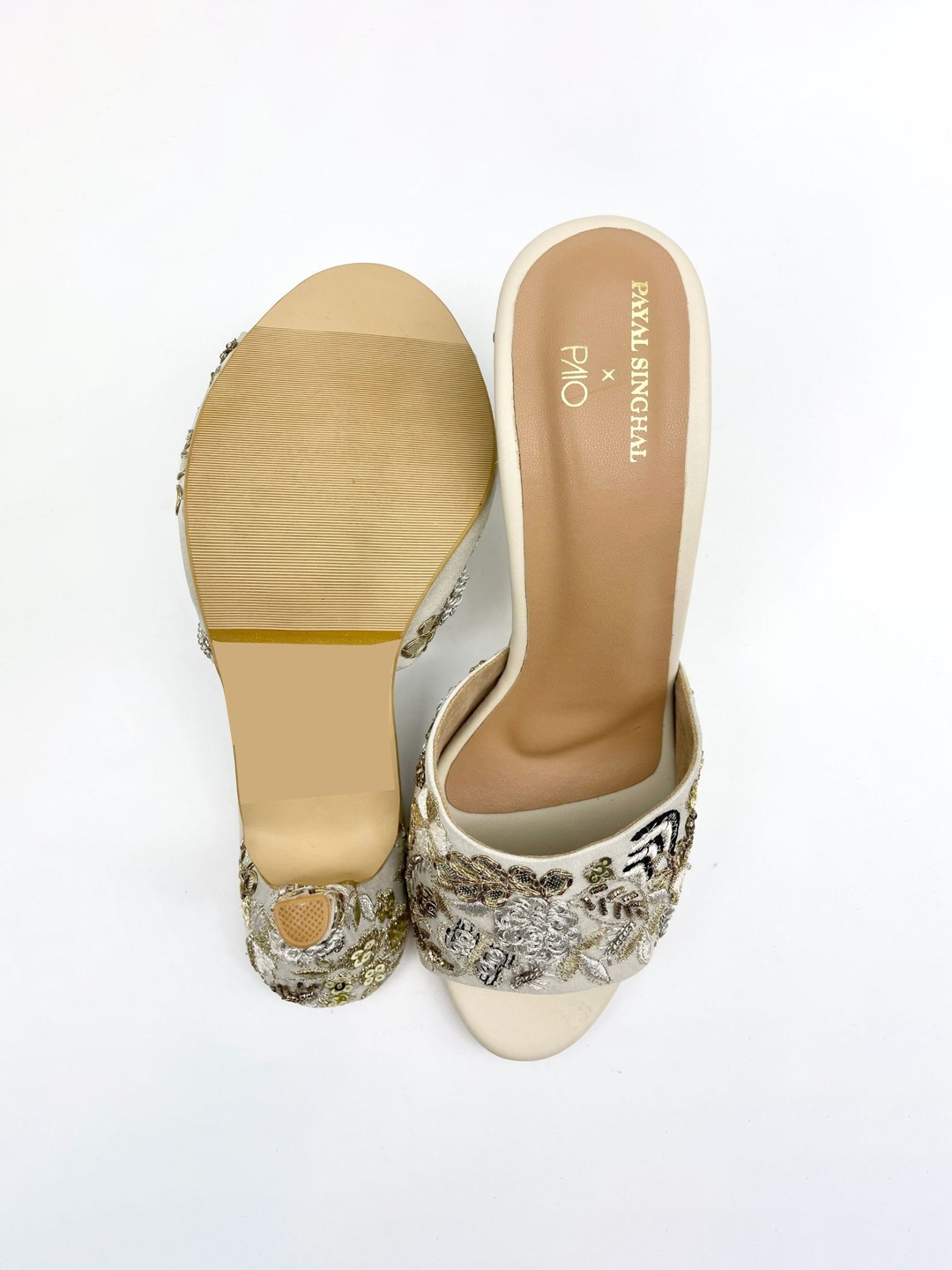 

PAIO Cream-Coloured Ethnic Embellished Stiletto Mules