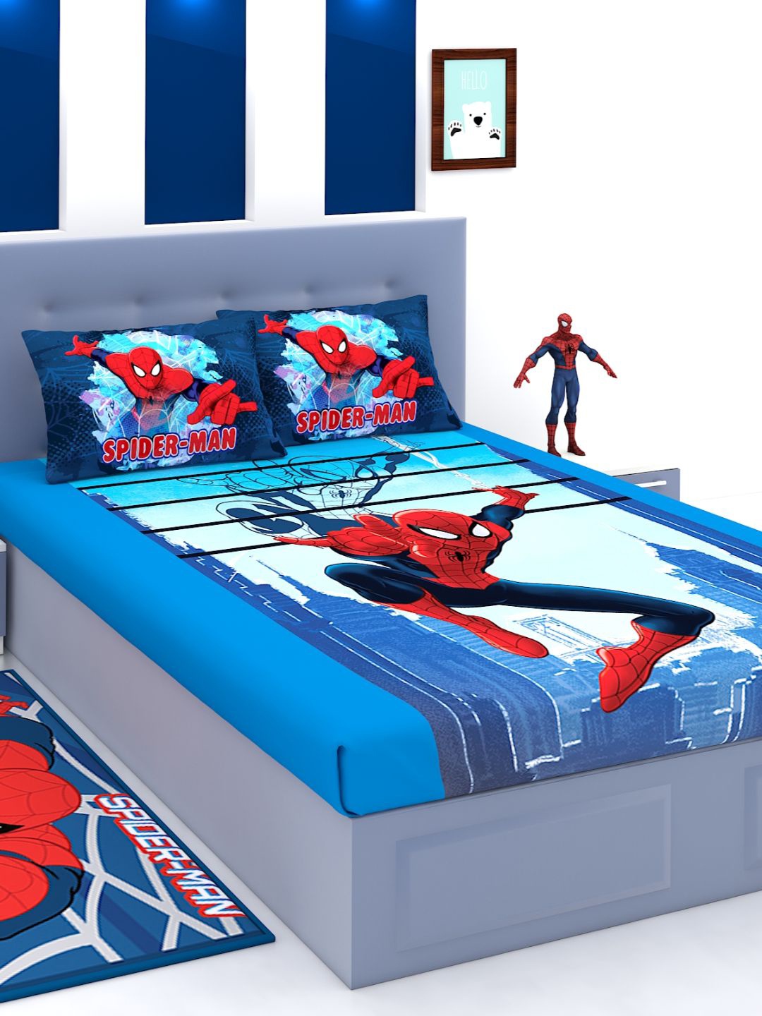 

Marvel Blue & Red Spider Man180 TC King Bedsheet with 2 Pillow Covers