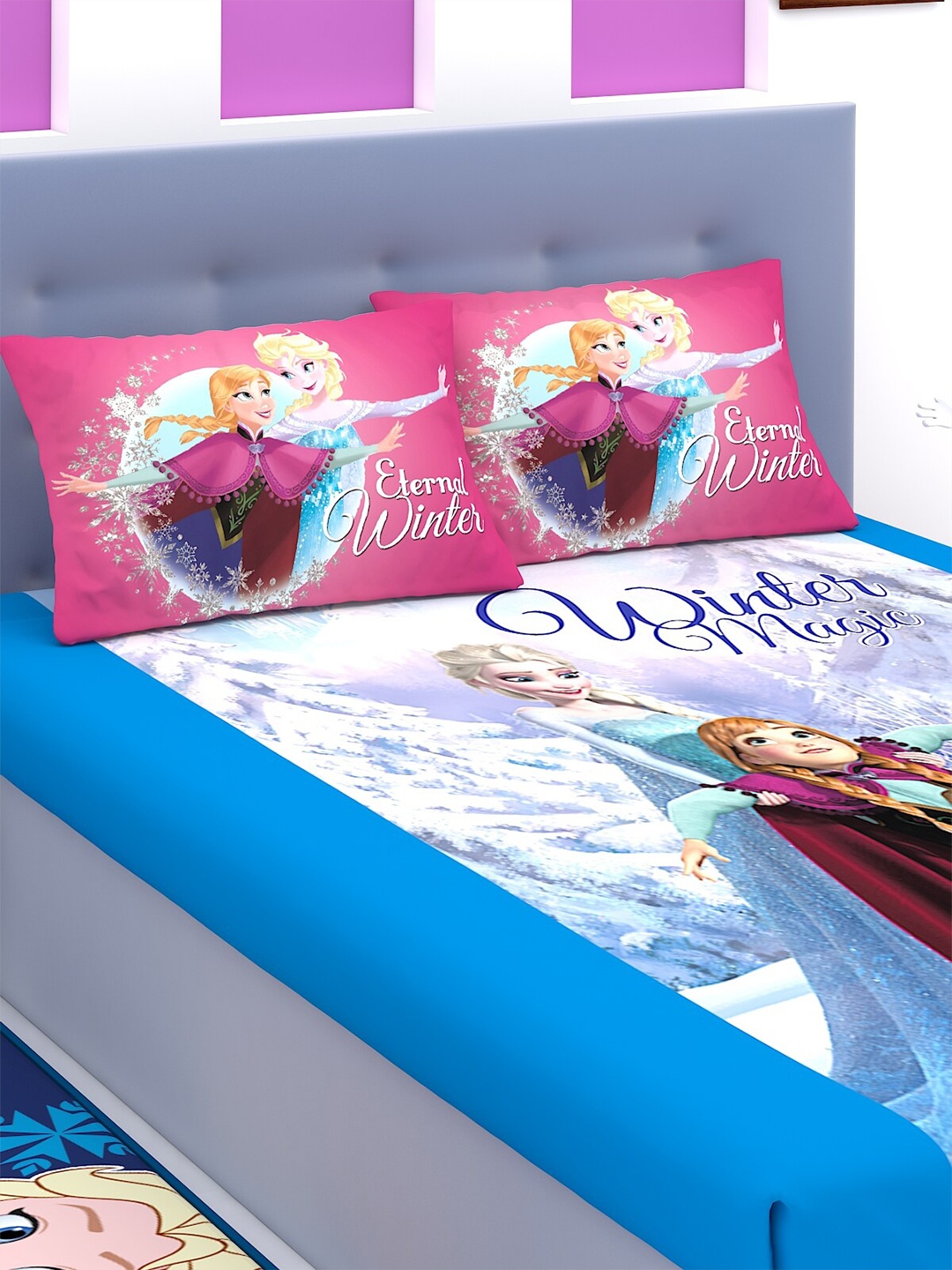 

Marvel Blue & White Cartoon Characters 180 TC King Bedsheet with 2 Pillow Covers