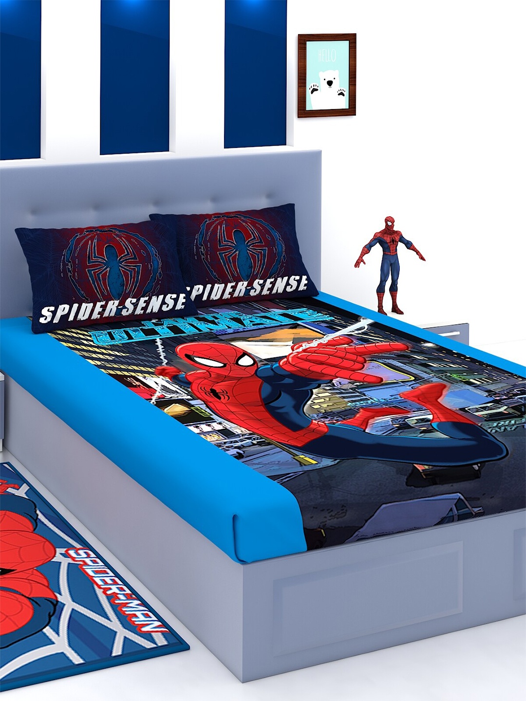 

Marvel Red & White Cartoon Characters 180 TC King Bedsheet with 2 Pillow Covers