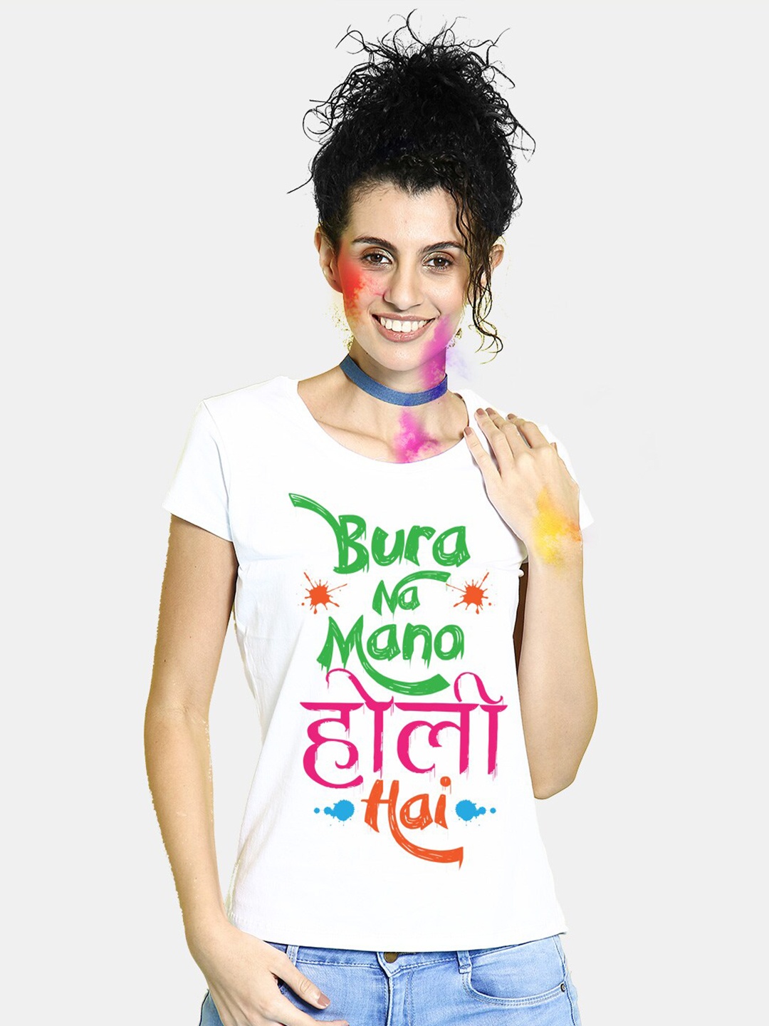 

BonOrganik Women White Bura Na Mano Holi Printed T-shirt