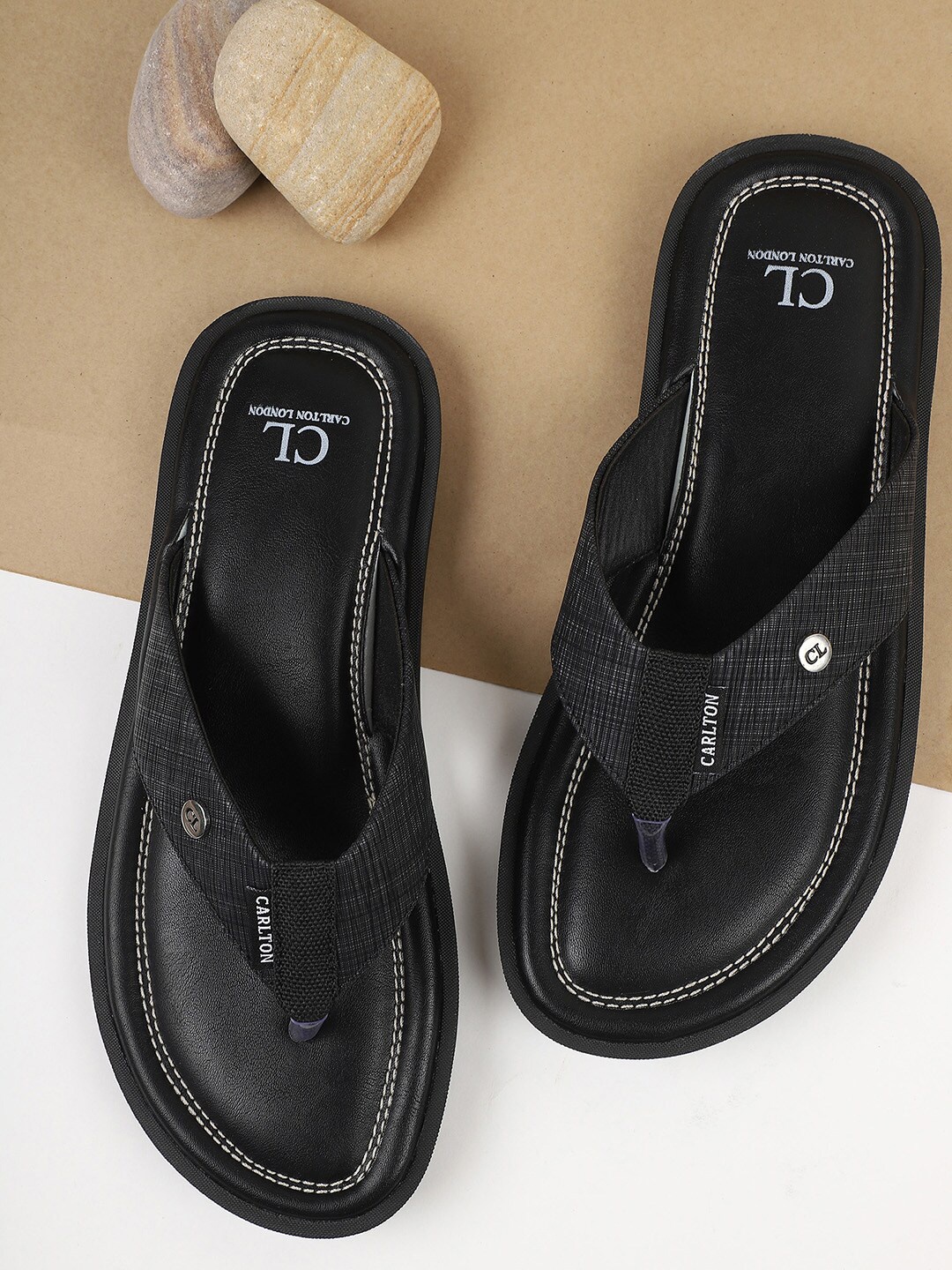 

Carlton London Men Black Comfort Sandals