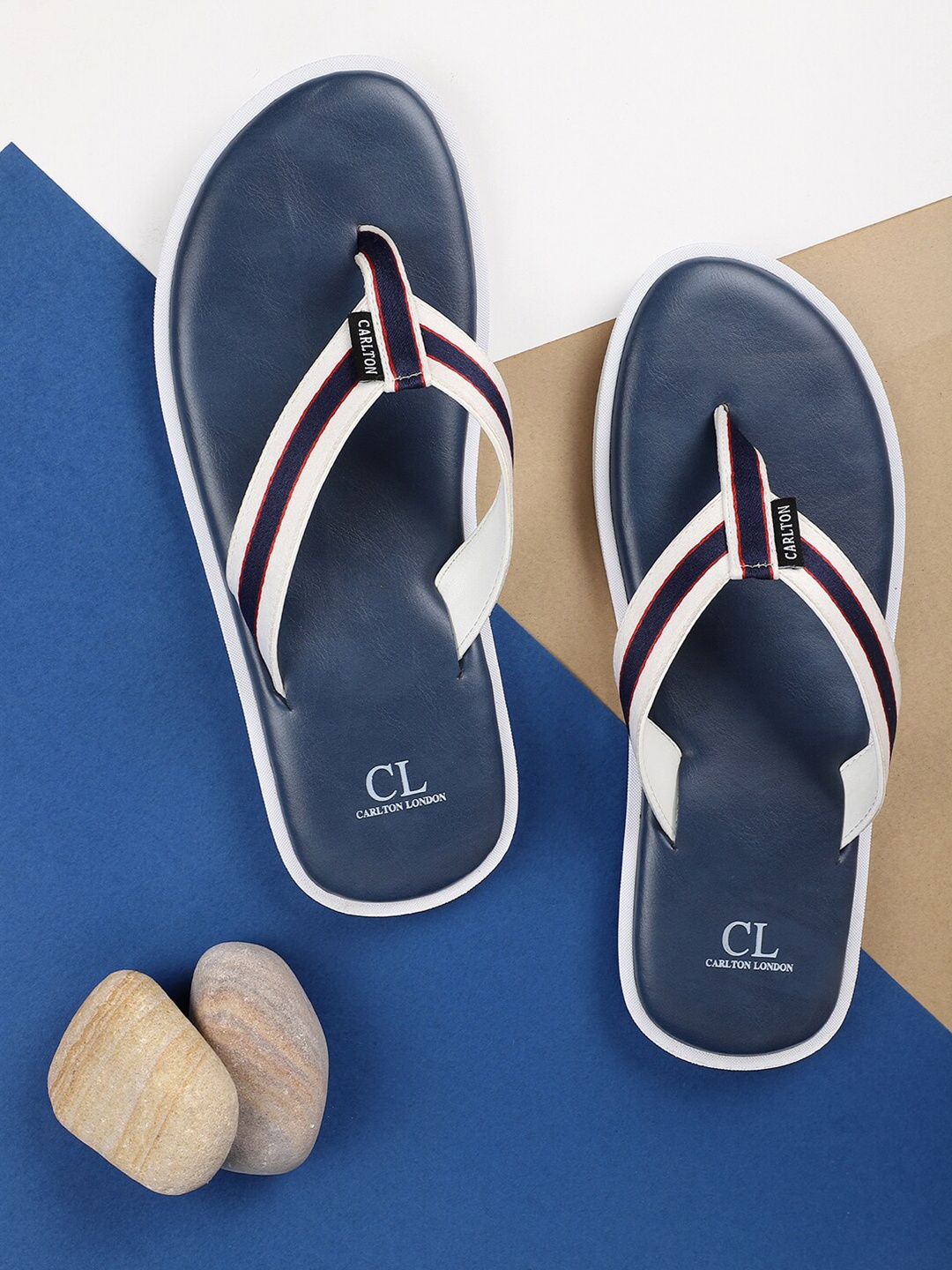 

Carlton London Men Blue & White Comfort Sandals