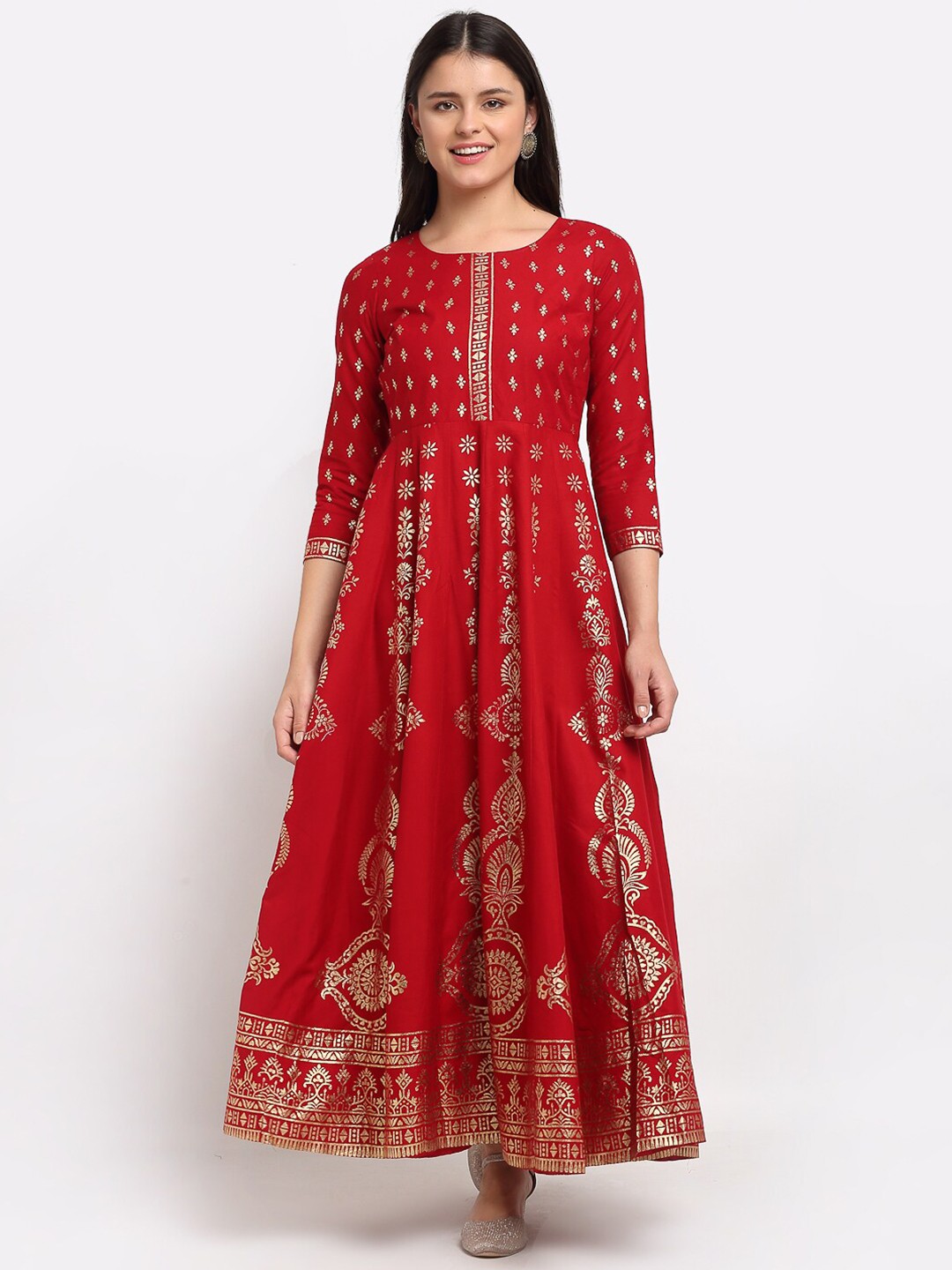 

Lovely Lady Women Maroon Ethnic Motifs Printed Fit & Flare Dress