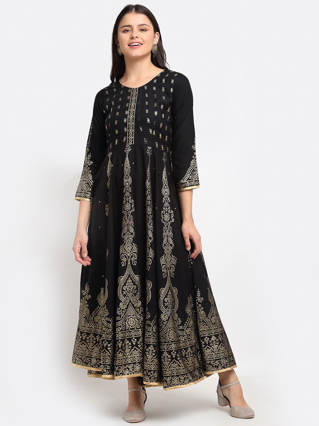 

Lovely Lady Navy Blue Ethnic Motifs Ethnic Printed Maxi Dress