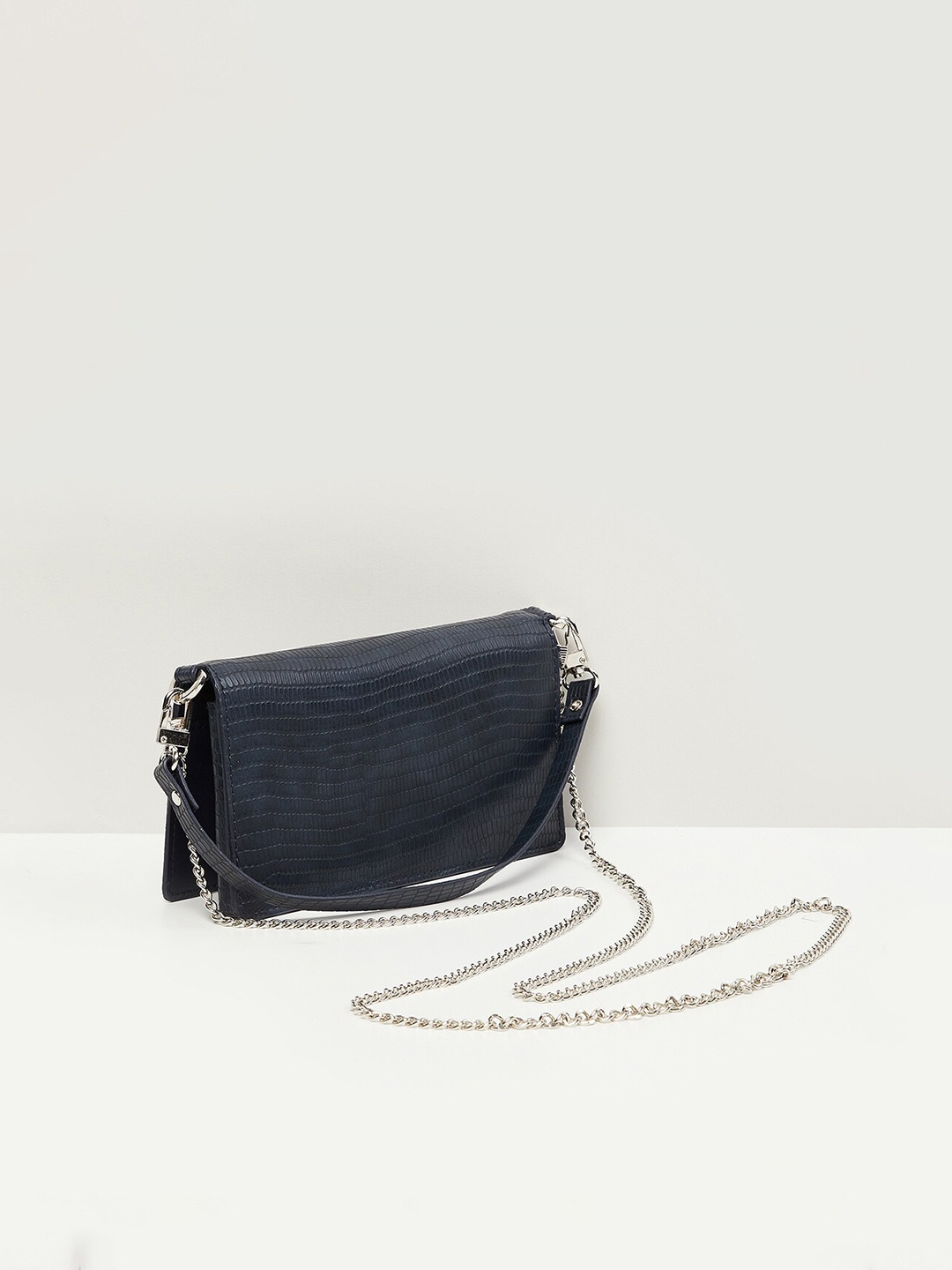

max Women Navy Blue Textured Two Fold Wallet