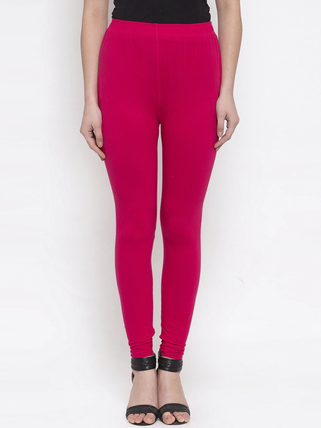 

MARC LOUIS Women Pink Solid Cotton Ankle-Length Leggings