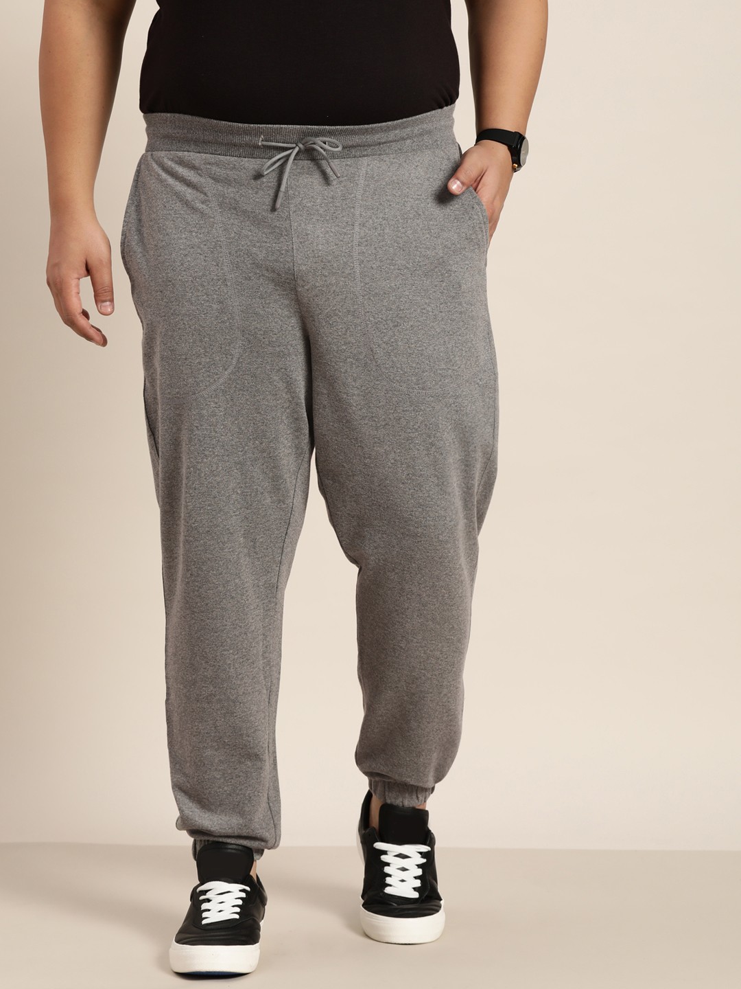 

Sztori Men Plus Size Charcoal Grey Melange Solid Joggers