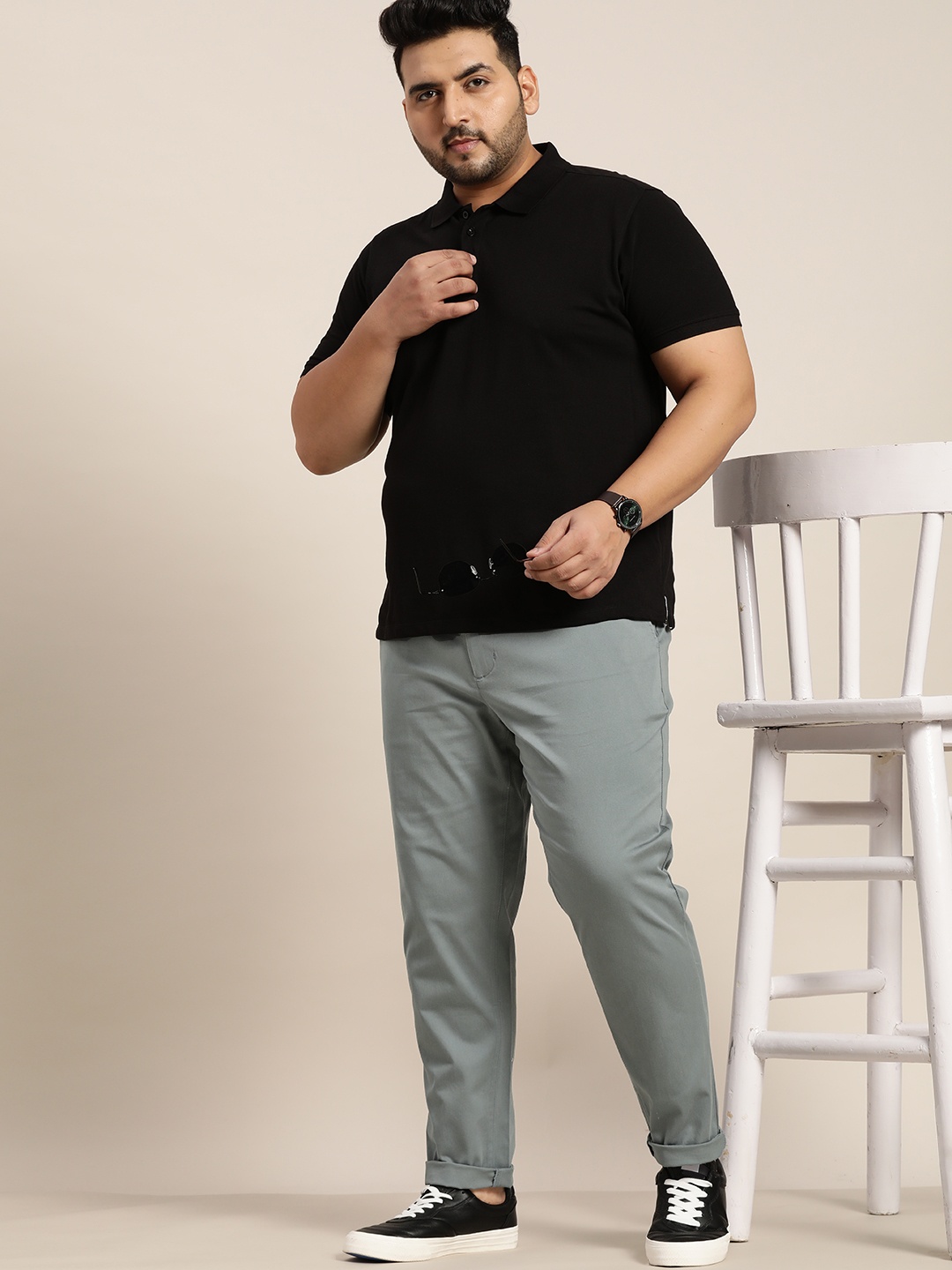 

Sztori Men Plus Size Blue Solid Trousers