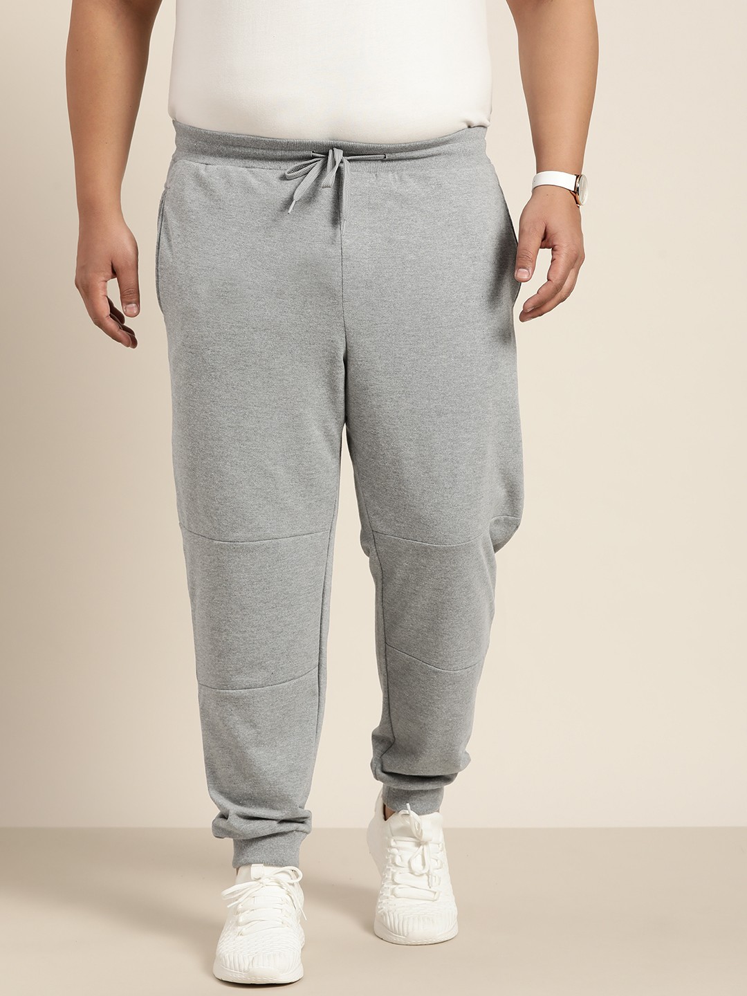 

Sztori Men Plus Size Grey Melange Solid Joggers