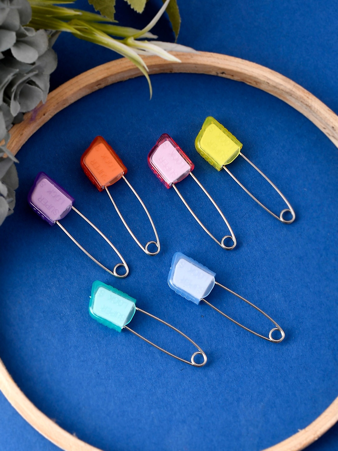 

Silvermerc Designs Set of 8 Acrylic Saree Pin, Multi