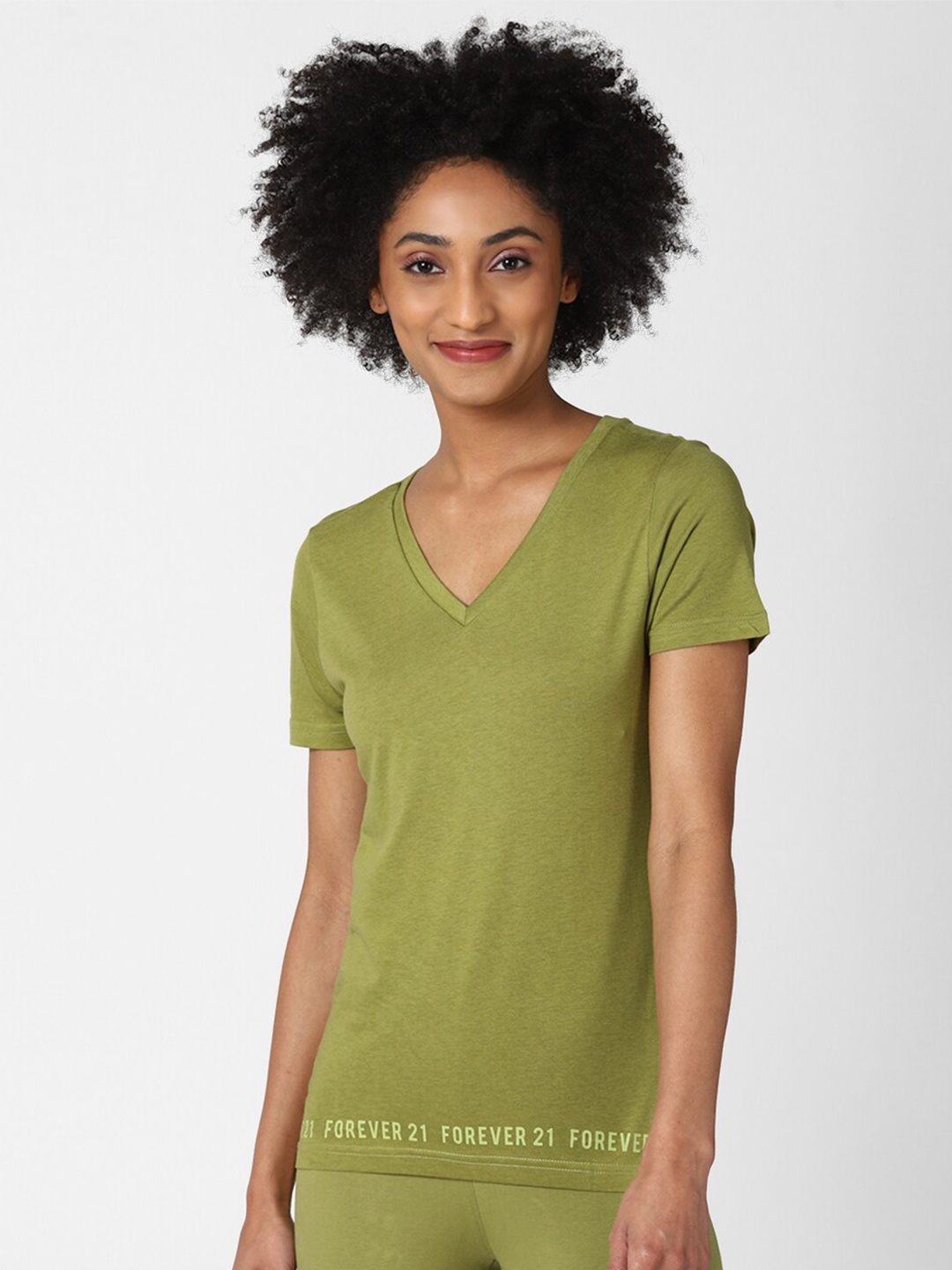 

FOREVER 21 Women Green Solid Top