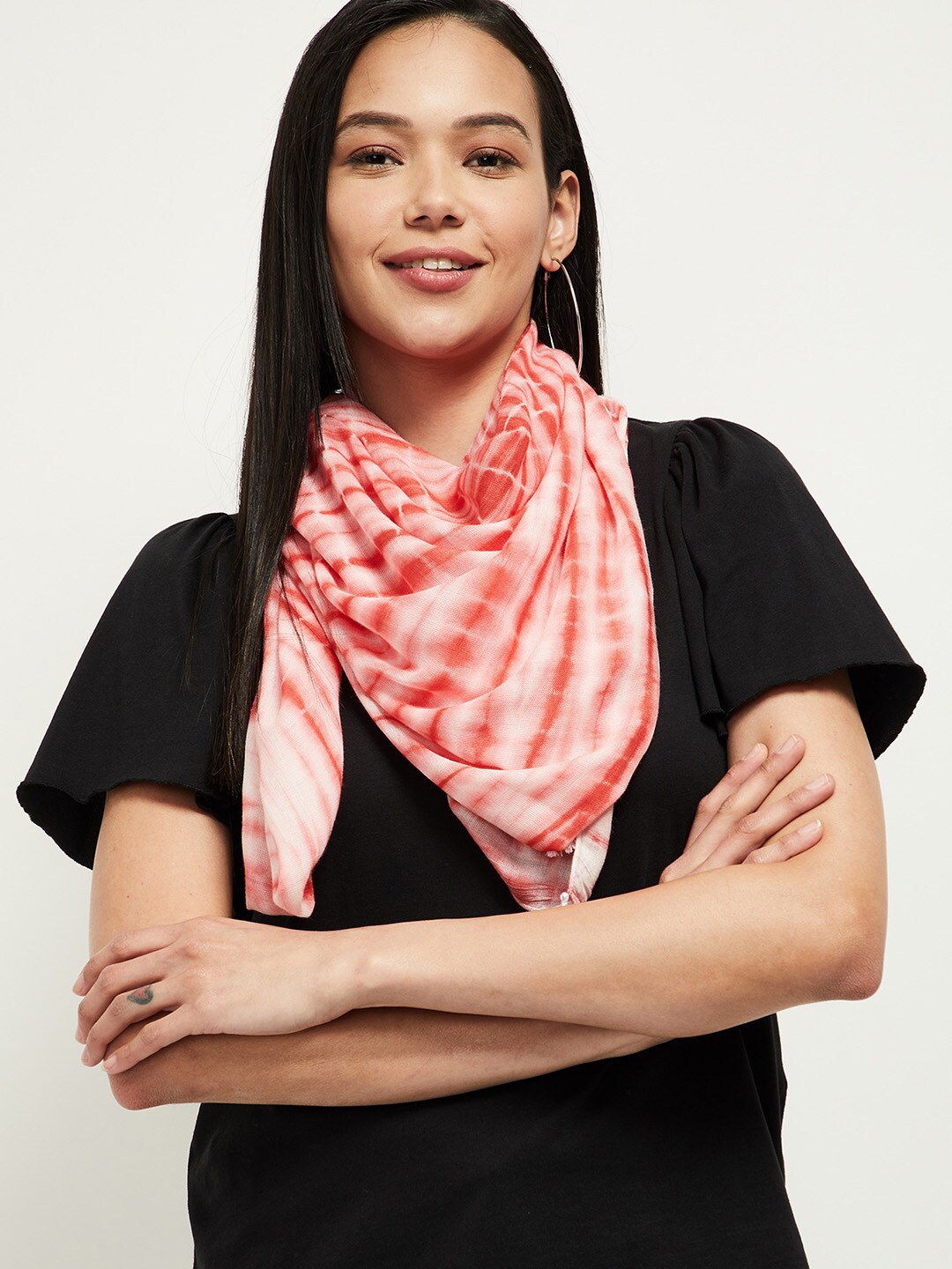 

max Women Orange & White Printed Scarf