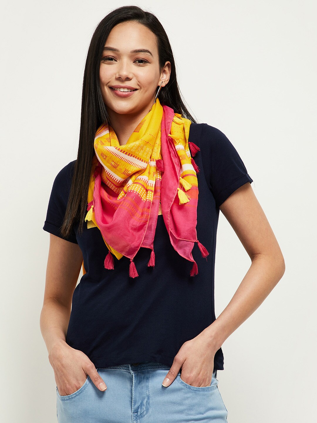 

max Women Yellow & Red Printed Scarf