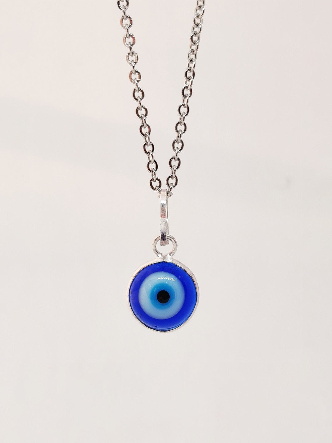 

EL REGALO Blue & Silver-Toned Evil Eye Chain
