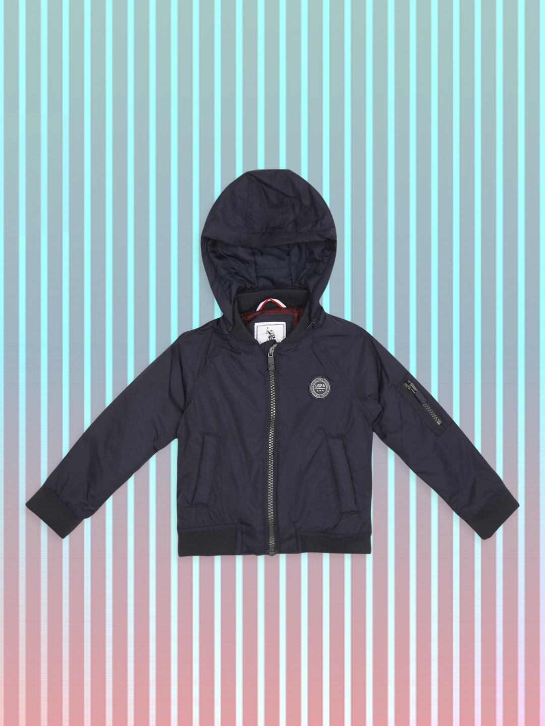 

U.S. Polo Assn. Kids Boys Navy Blue Solid Bomber Jacket