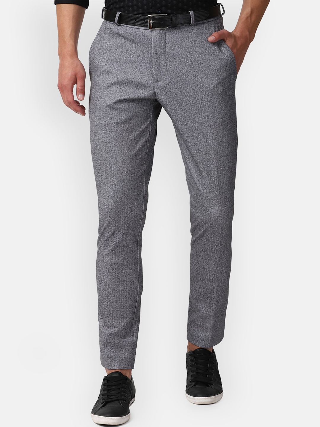 

Louis Philippe Sport Men Grey Textured Slim Fit Trousers