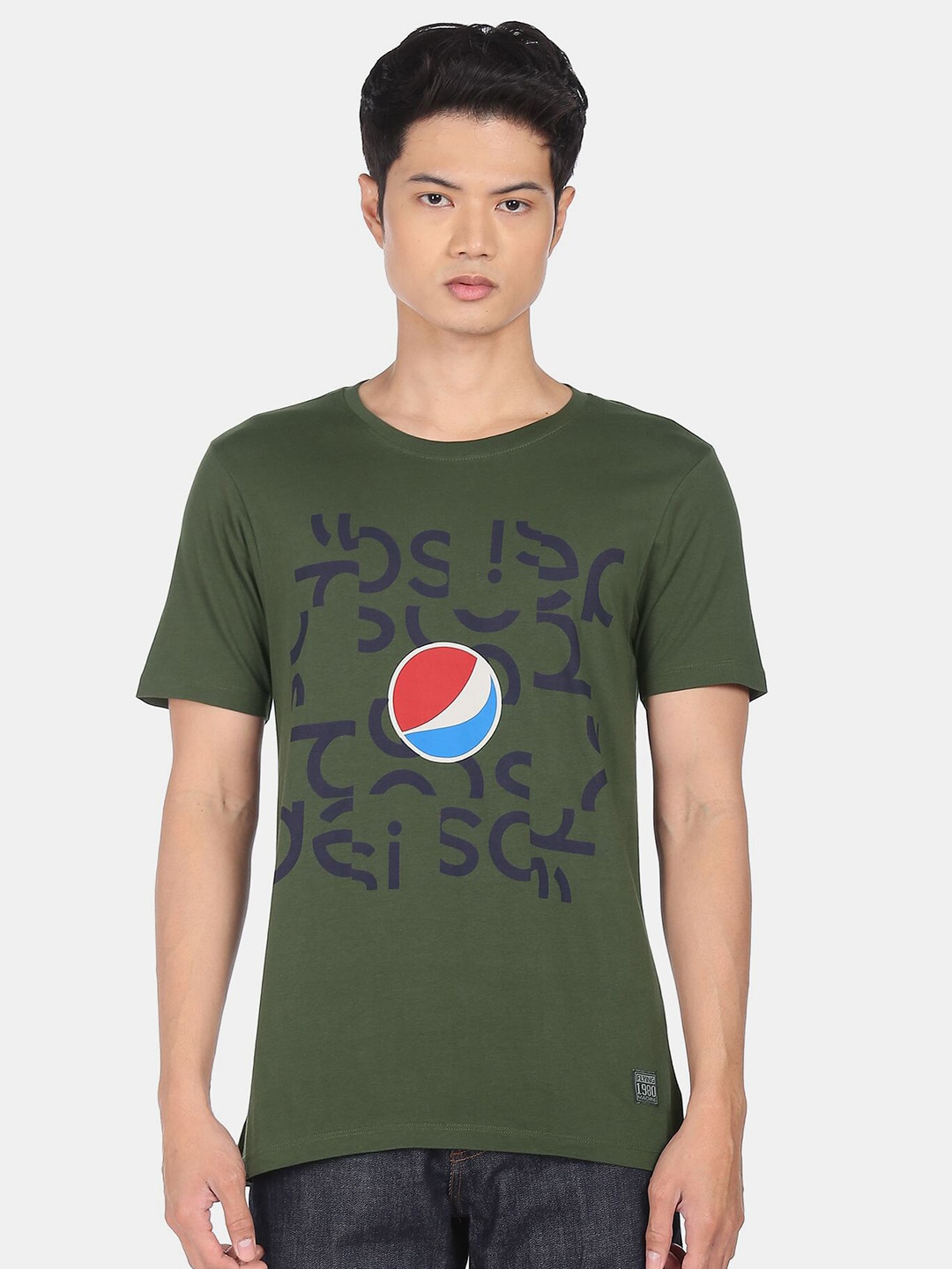 

Flying Machine X Pepsi Men Green Graphic Printed Pure Cotton T-shirt