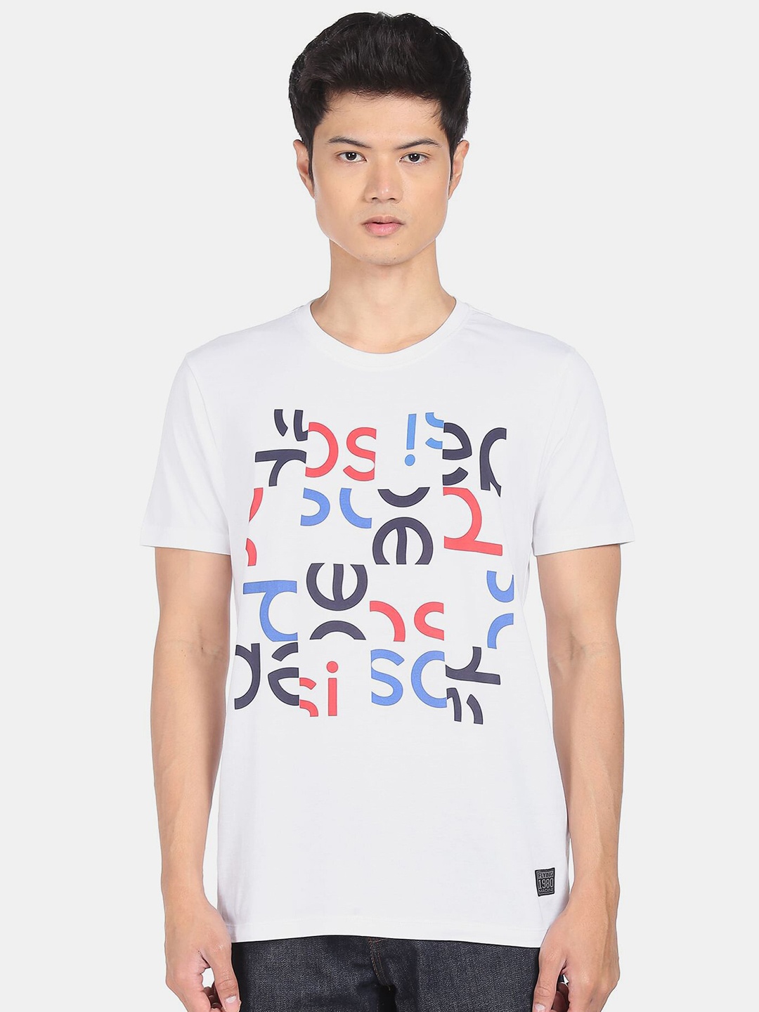 

Flying Machine X Pepsi Men White & Blue Typography Printed Pure Cotton T-shirt