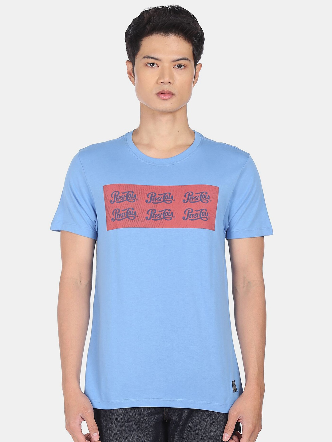 

Flying Machine X Pepsi Men Blue Graphic Printed Pure Cotton T-shirt