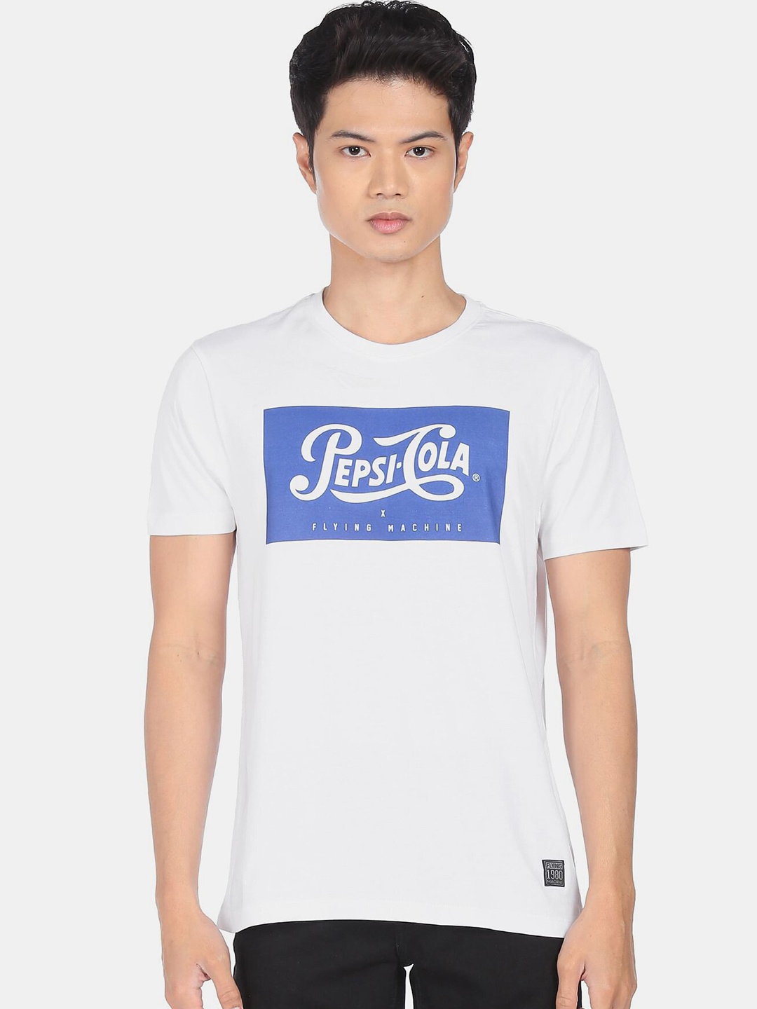 

Flying Machine X Pepsi Men White Typography Printed Pure Cotton T-shirt