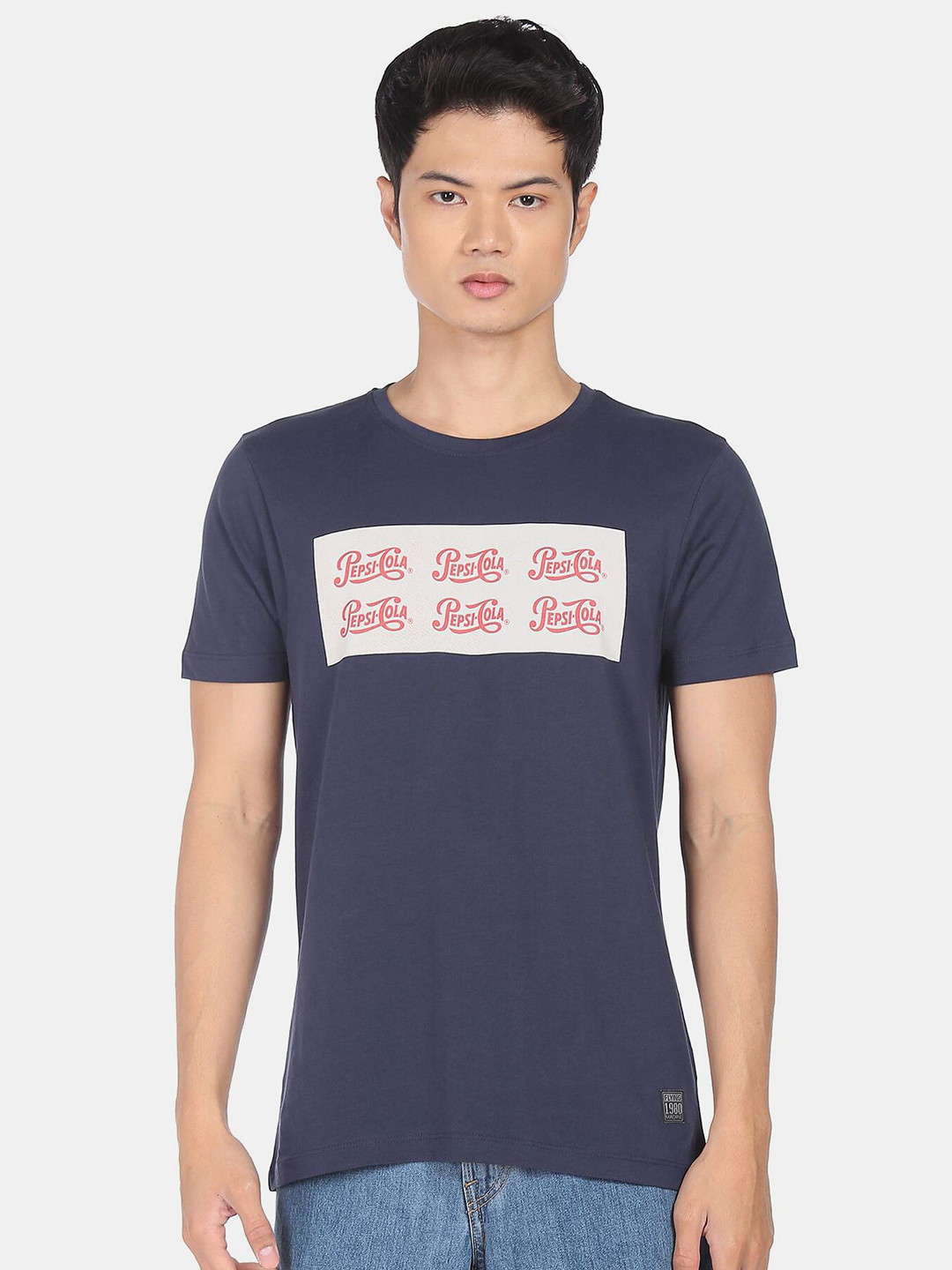 

Flying Machine X Pepsi Men Blue Typography Printed Pure Cotton T-shirt