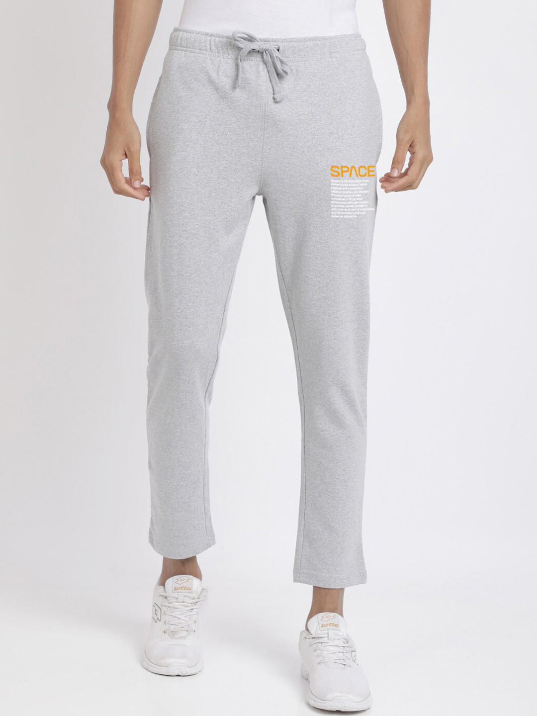 

MASH UNLIMITED Men Grey Solid Slim Fit Cotton Track Pants