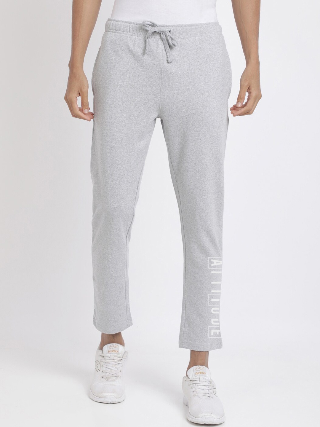 

MASH UNLIMITED Men Grey Solid Slim Fit Cotton Track Pants