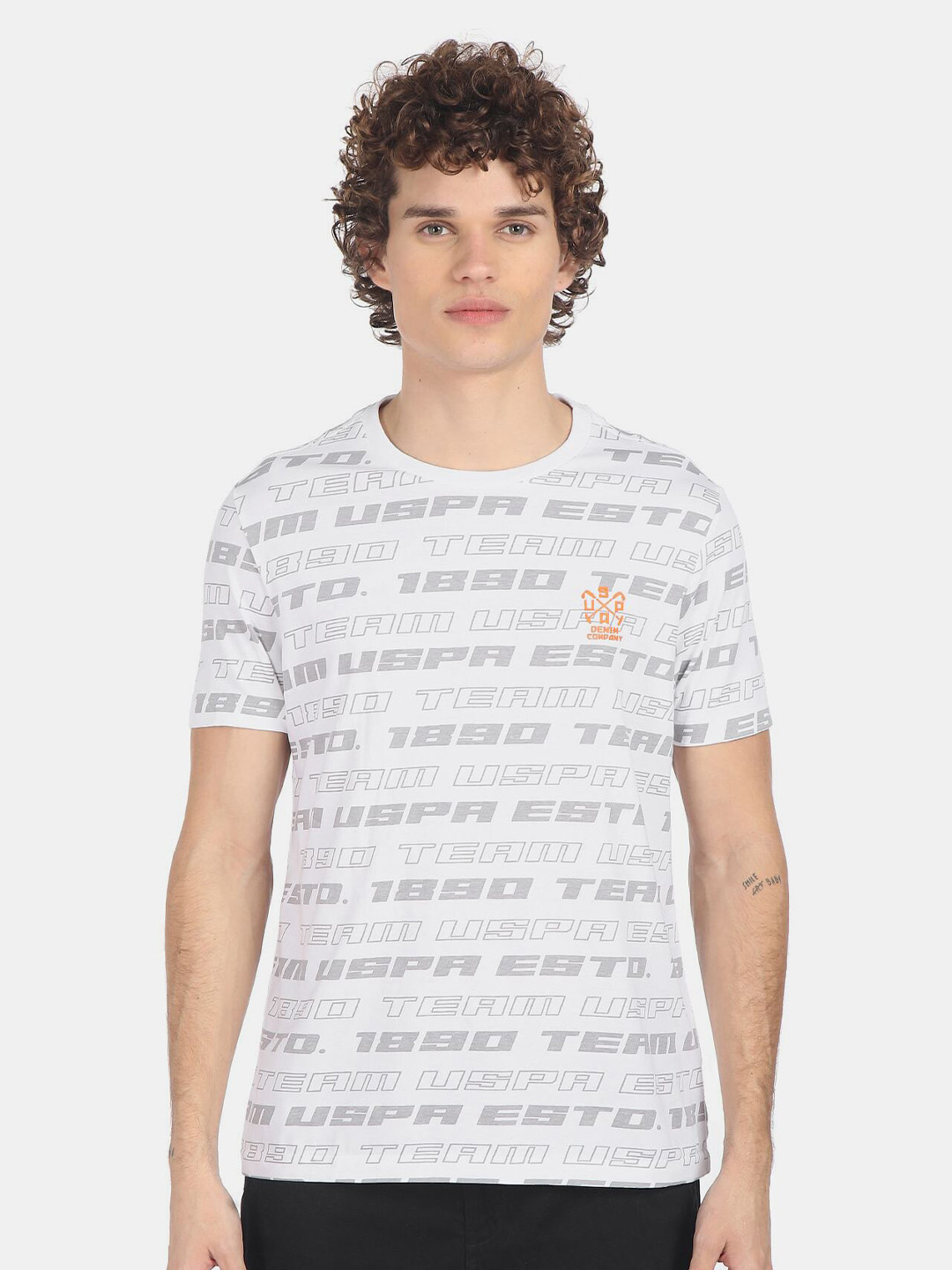 

U.S. Polo Assn. Denim Co. Men White Typography Printed T-shirt