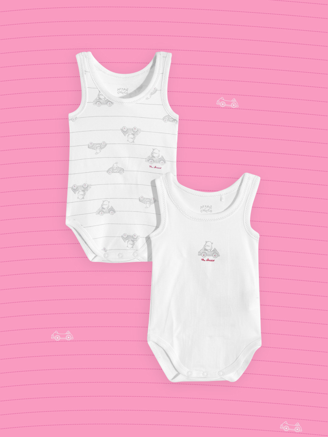 

Chicco Infant Boys Pack of 2 White & Grey Bodysuit
