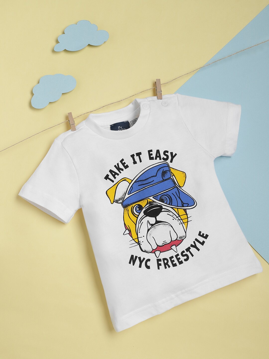 

Chicco Boys White & Blue Printed Pure Cotton T-shirt