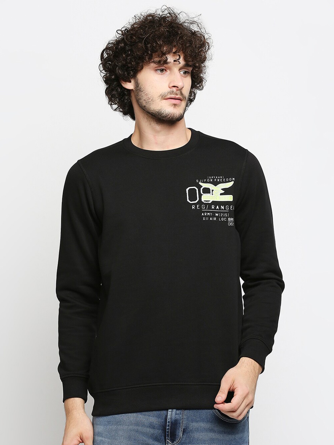 

SPYKAR Men Black Printed Pullover Sweatshirt