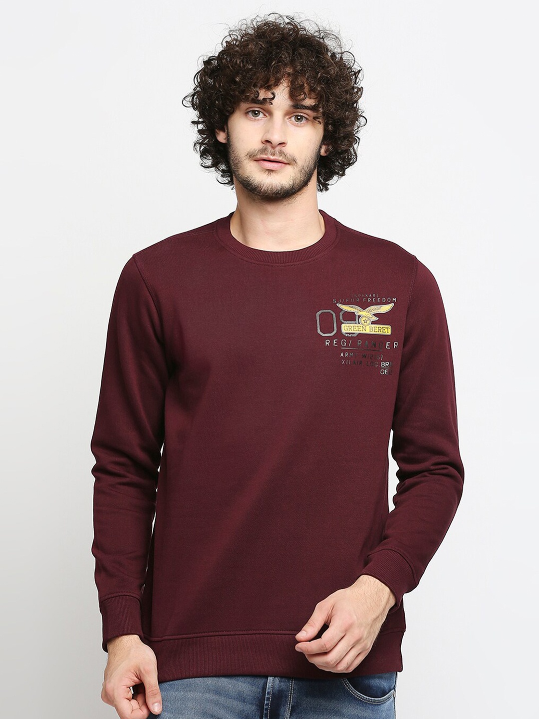 

SPYKAR Men Burgundy Sweatshirt