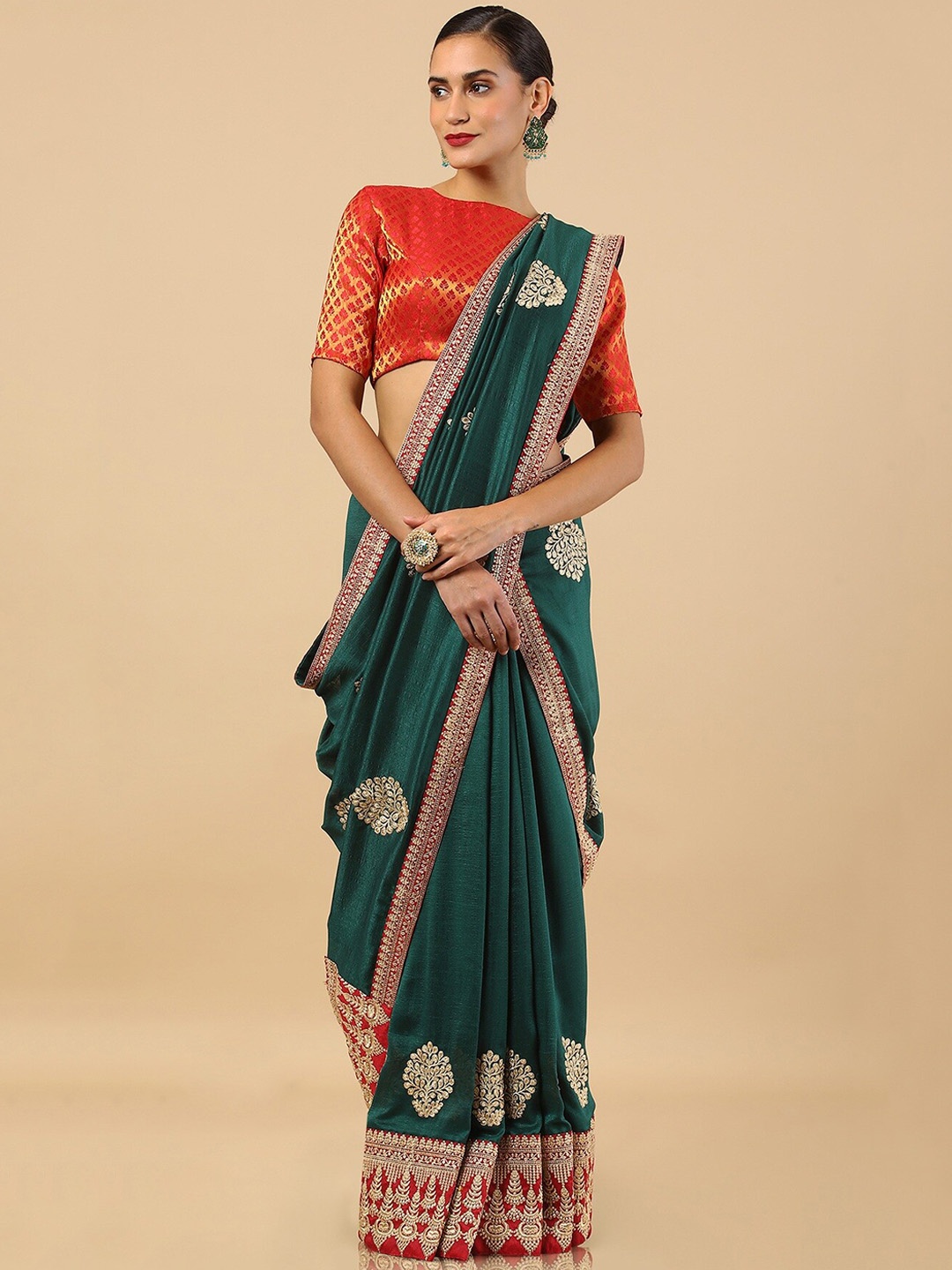 

Soch Green Embroidered Tussar Silk Saree