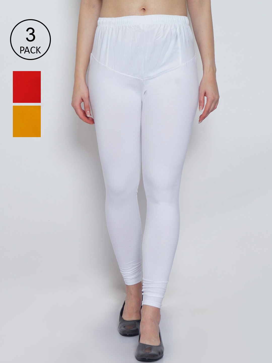 

GRACIT Women Pack of 3 Super Combed Belt Legging, White