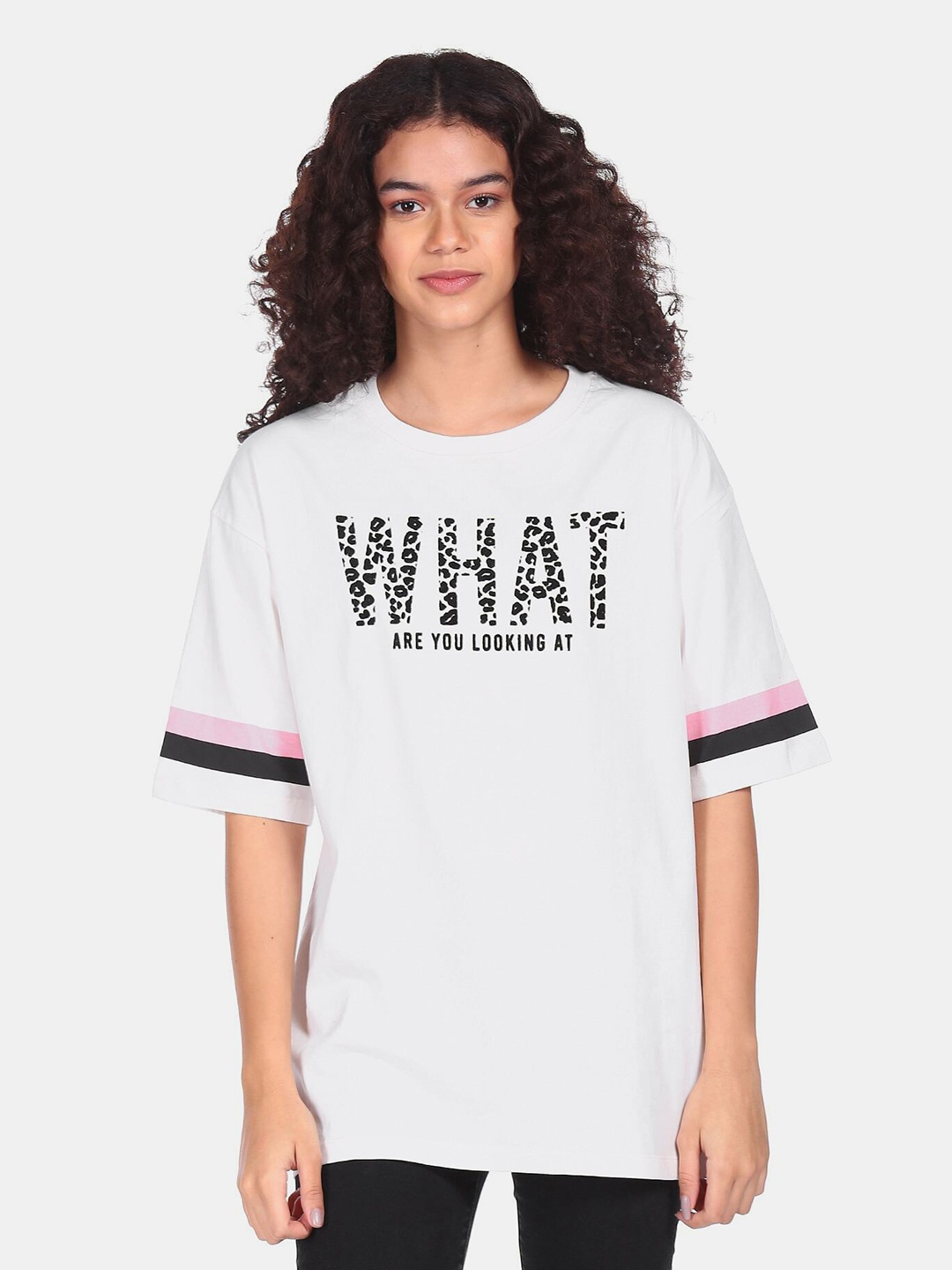 

Flying Machine Women White Printed T-shirt