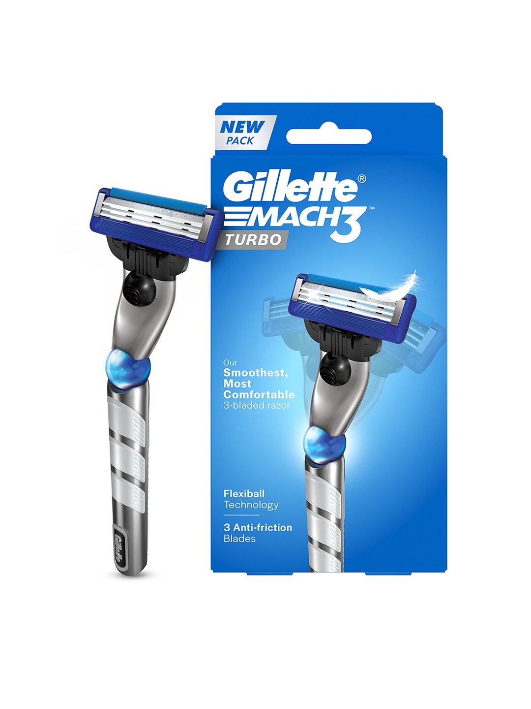 

Gillette Mach 3 Flexball Technology Turbo Razor, Blue